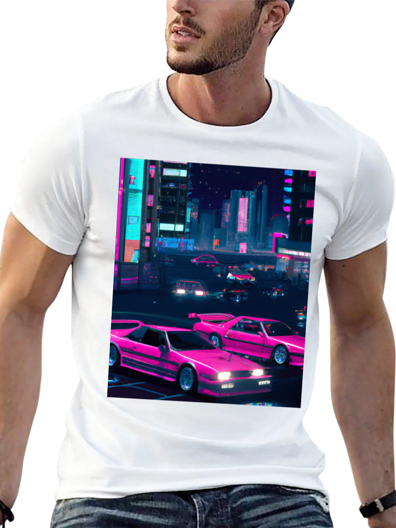 Retro Cityscape T-Shirt - Synthwave Style