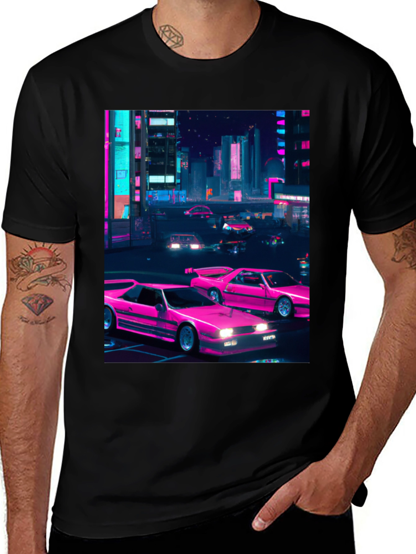 Retro Cityscape T-Shirt - Synthwave Style