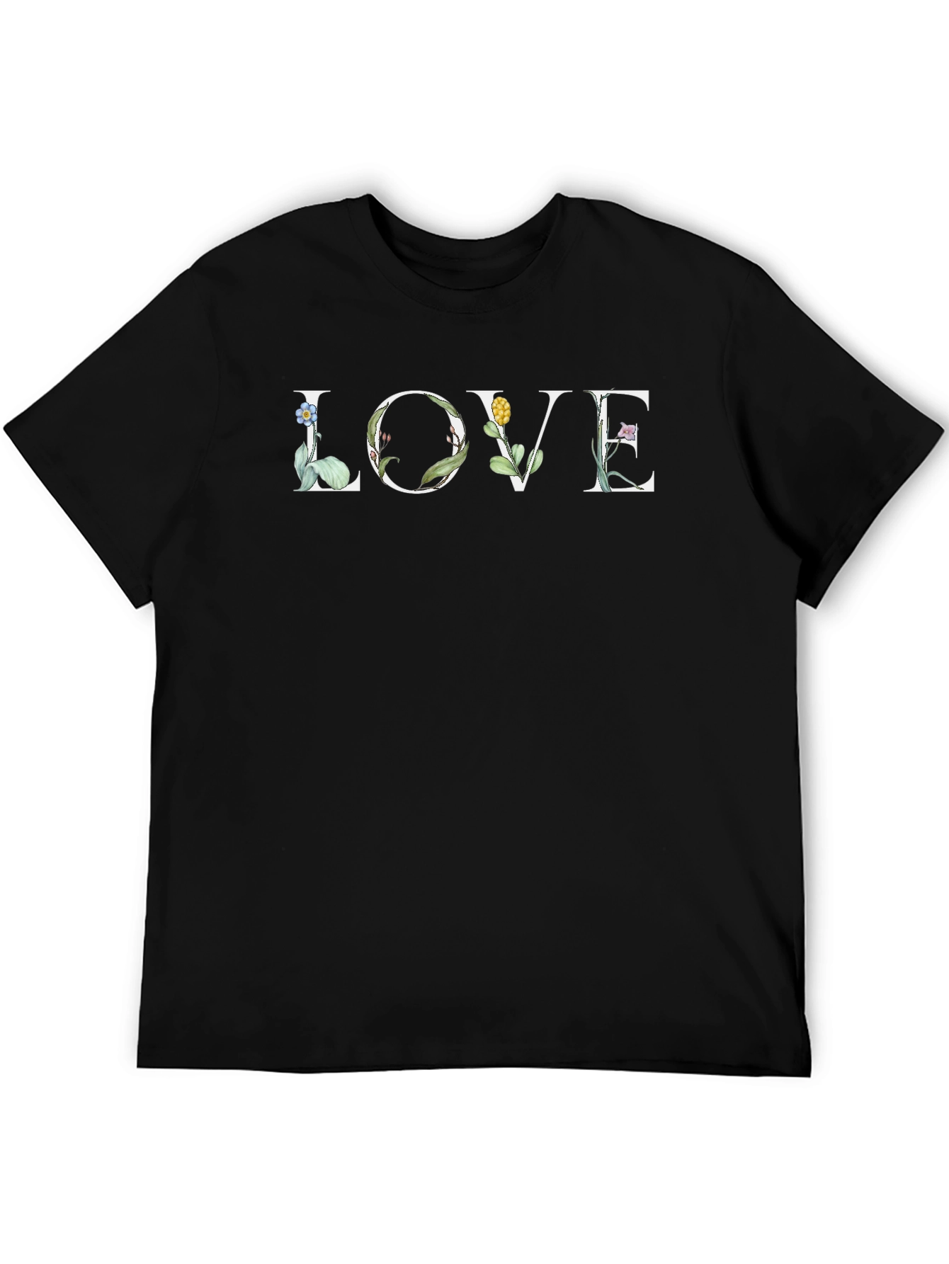 Floral LOVE Graphic T-Shirt - Black