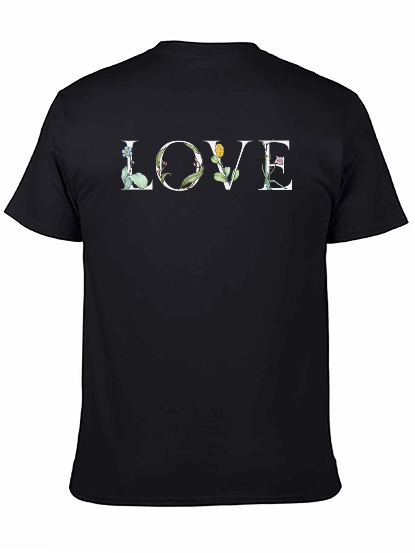 Floral LOVE Graphic T-Shirt - Black