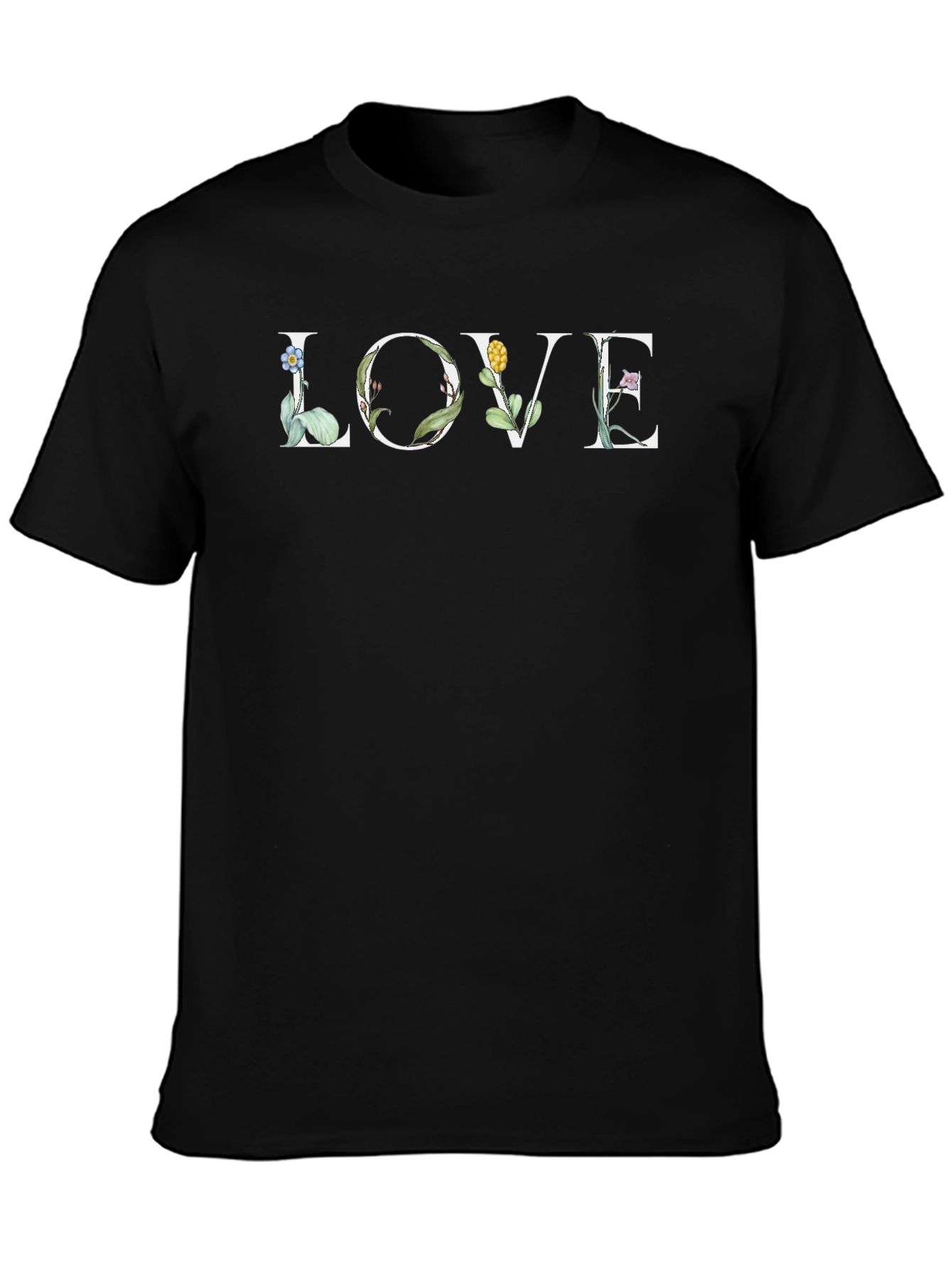 Floral LOVE Graphic T-Shirt - Black
