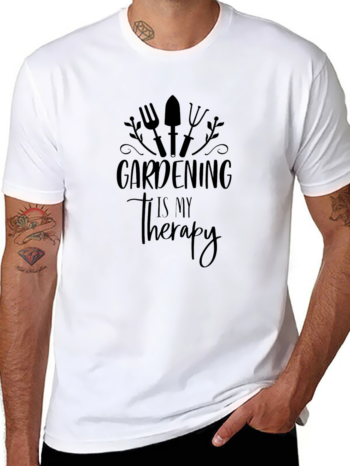 Gardening Therapy Black T-Shirt
