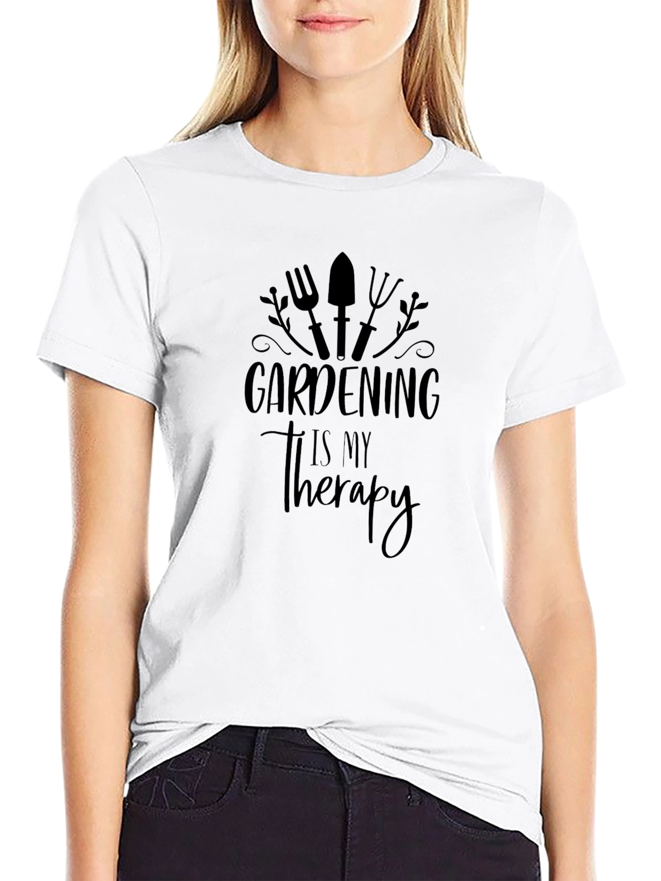 Gardening Therapy Black T-Shirt