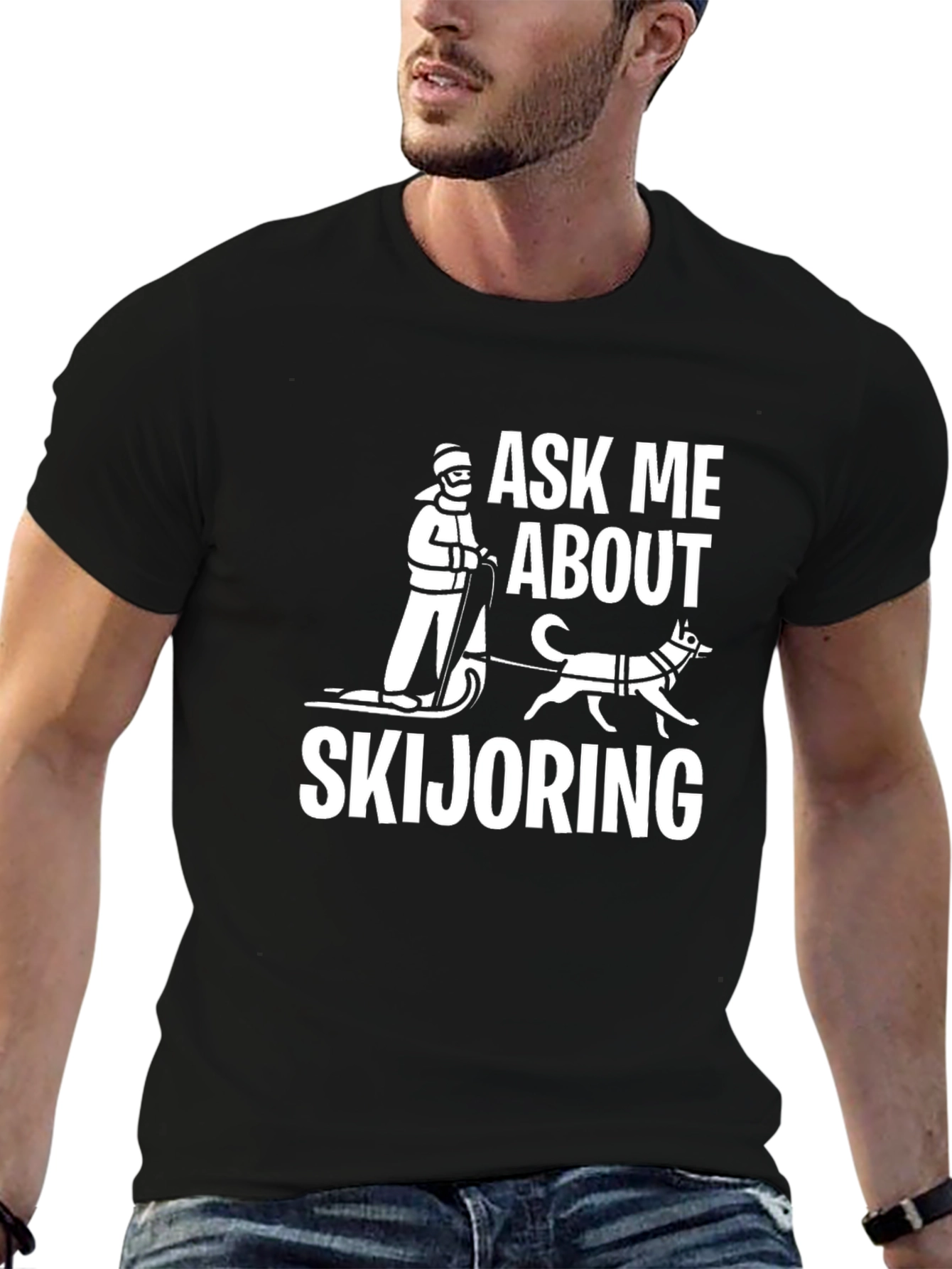 Ask Me About Skijoring Black T-Shirt