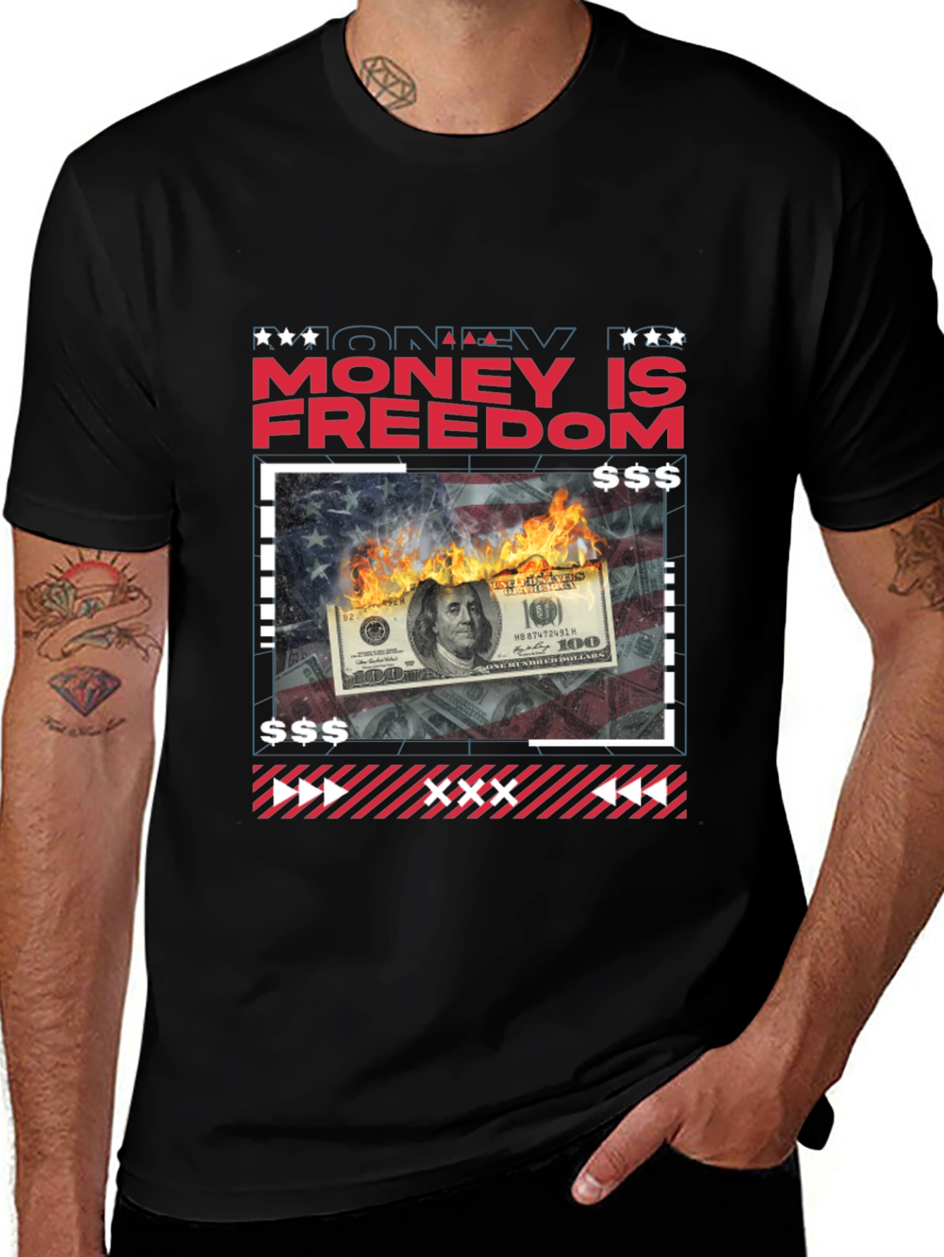 Money is Freedom Graphic Tee - Black T-Shirt
