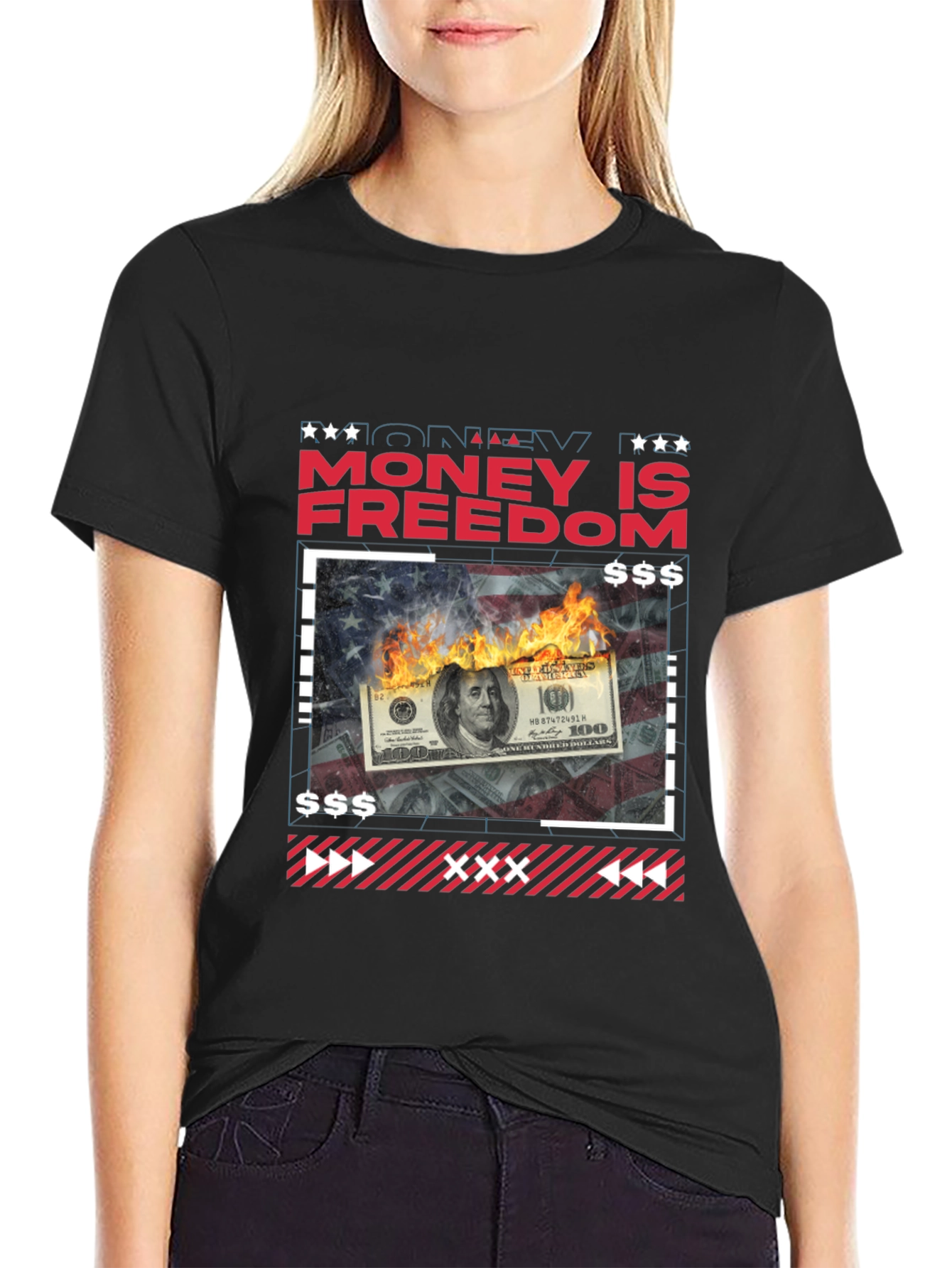 Money is Freedom Graphic Tee - Black T-Shirt