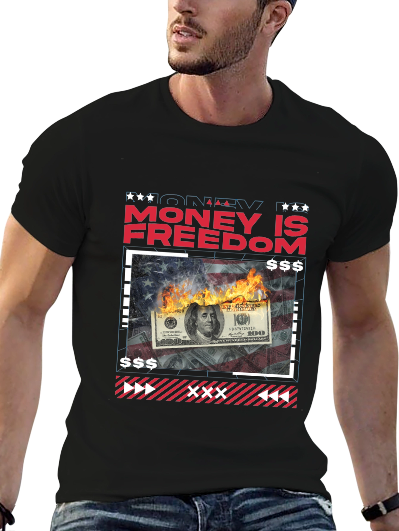 Money is Freedom Graphic Tee - Black T-Shirt