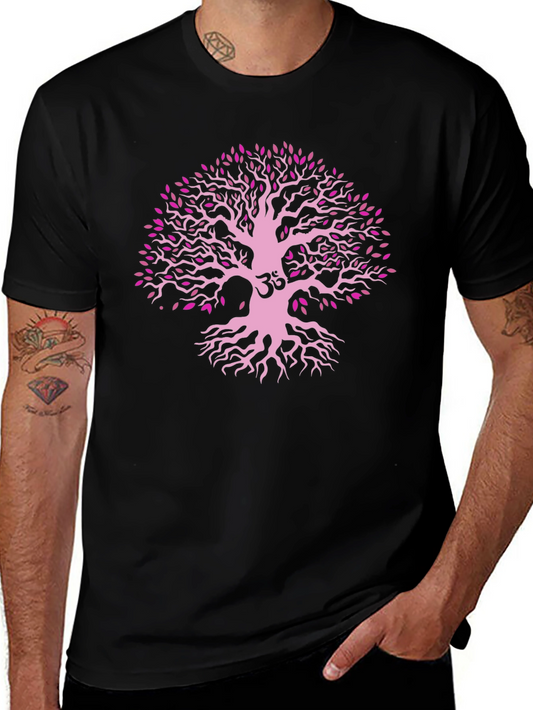 Tree of Life Om Symbol T-Shirt - Black