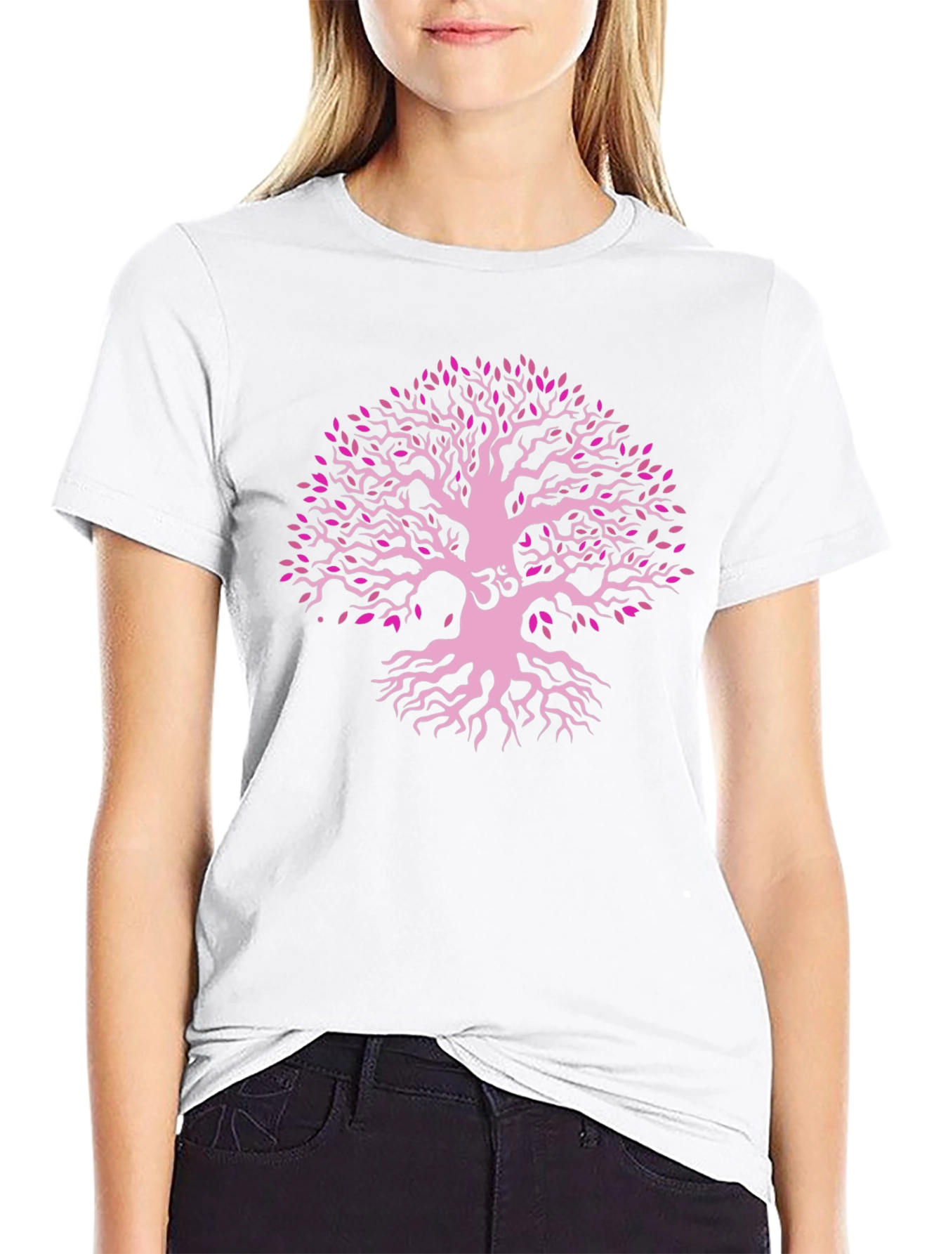 Tree of Life Om Symbol T-Shirt - Black