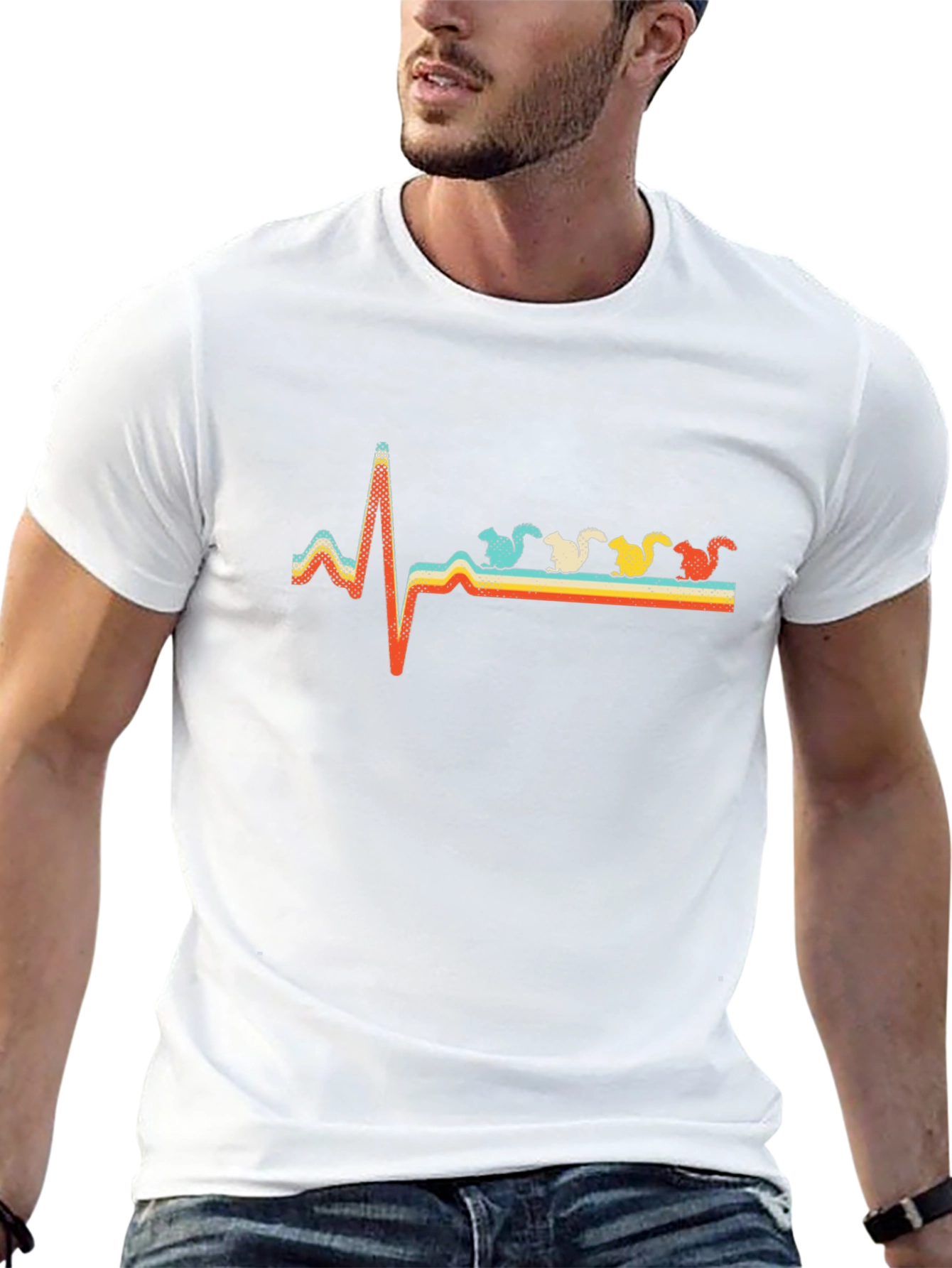 Retro Squirrel Heartbeat T-Shirt - Unique Design