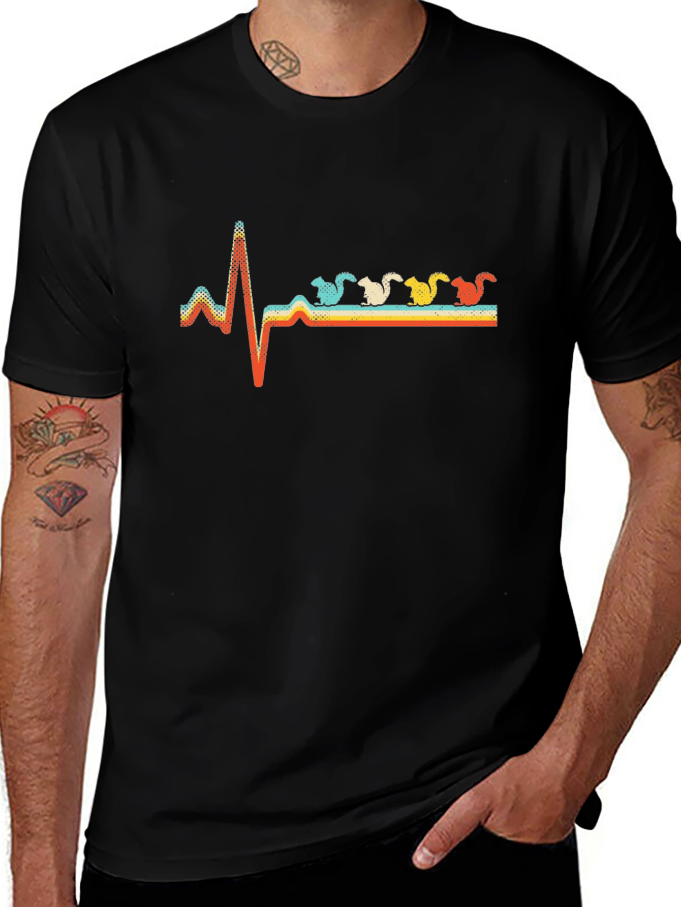 Retro Squirrel Heartbeat T-Shirt - Unique Design