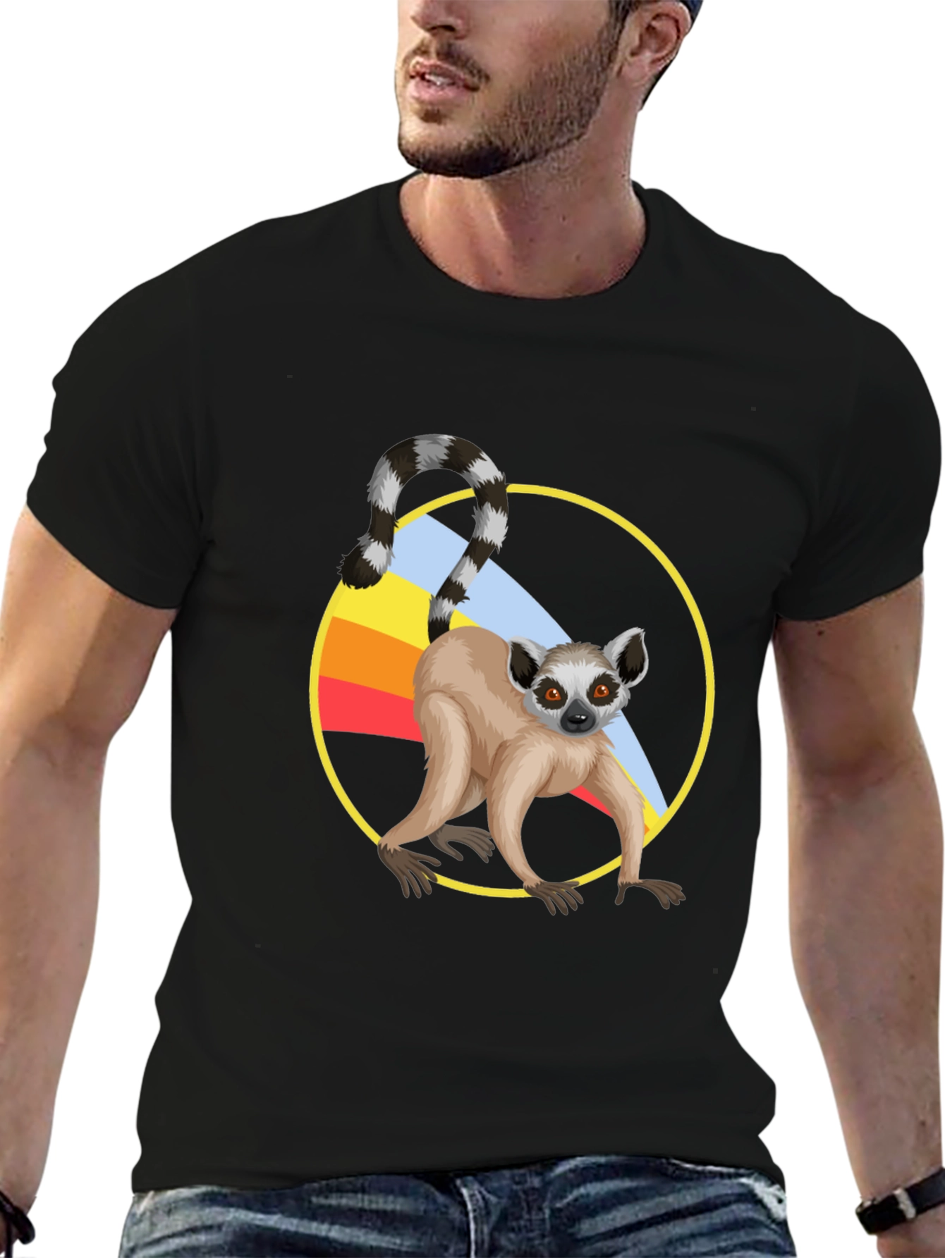 Lemur Graphic T-Shirt - Black Cotton Tee