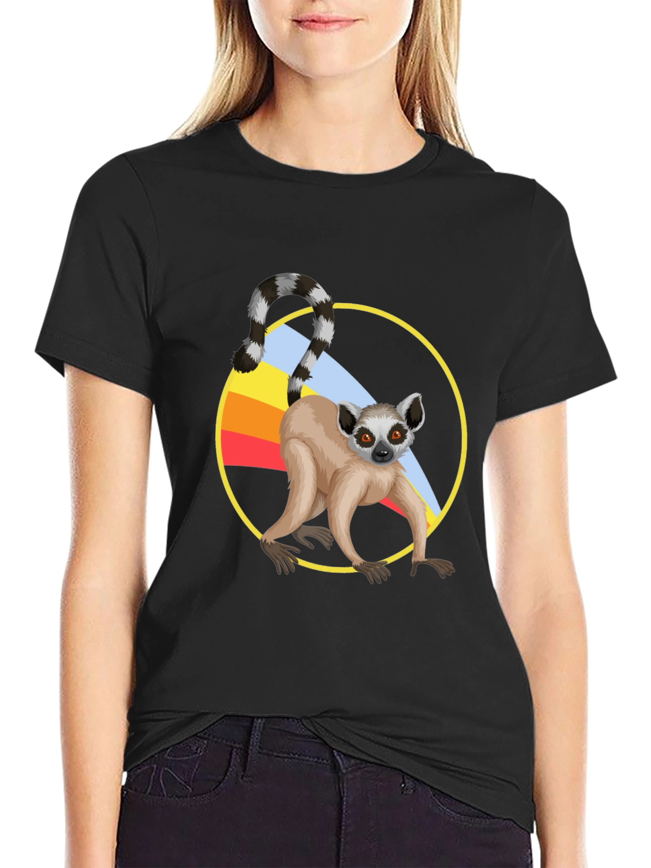 Lemur Graphic T-Shirt - Black Cotton Tee