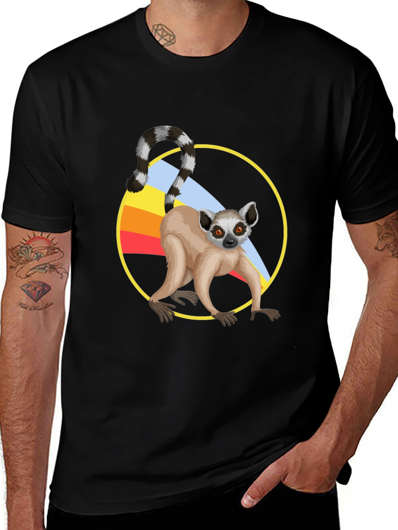 Lemur Graphic T-Shirt - Black Cotton Tee