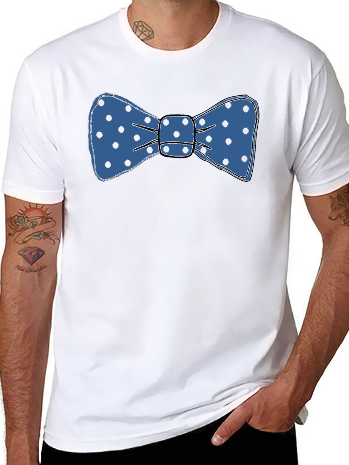 Bow Tie Graphic T-Shirt - Fun Polka Dot Design
