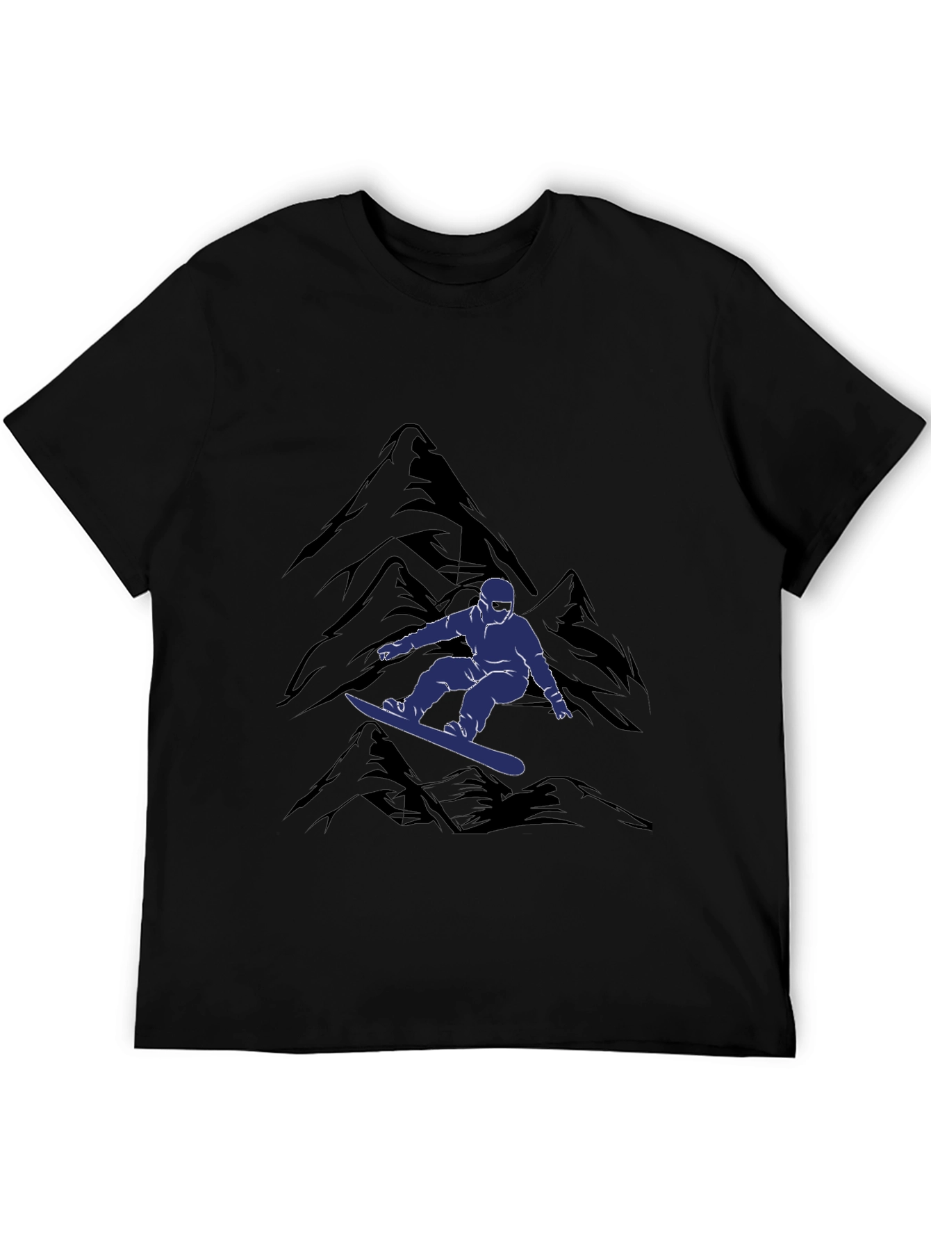 Snowboarder Mountain Graphic Tee - Black Casual Shirt