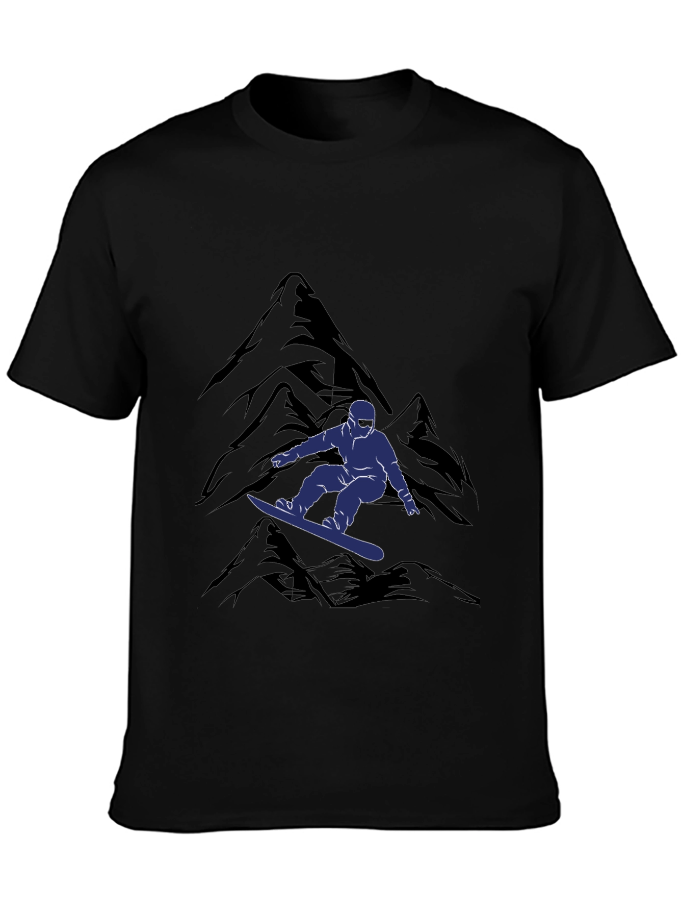 Snowboarder Mountain Graphic Tee - Black Casual Shirt