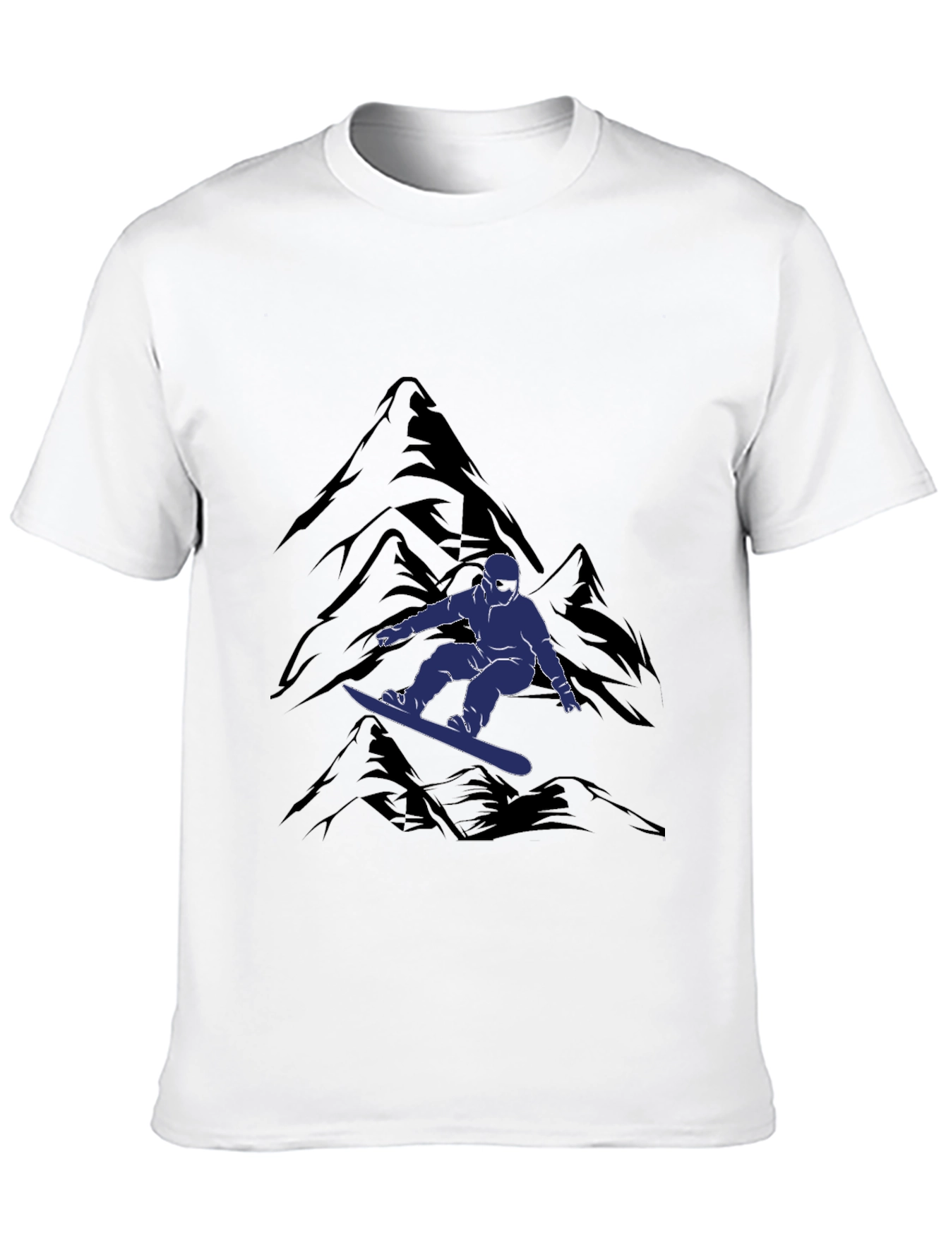 Snowboarder Mountain Graphic Tee - Black Casual Shirt