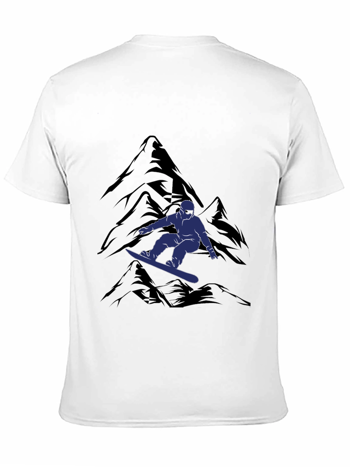 Snowboarder Mountain Graphic Tee - Black Casual Shirt
