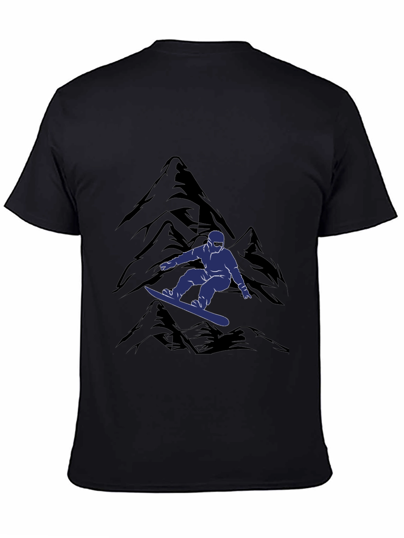 Snowboarder Mountain Graphic Tee - Black Casual Shirt