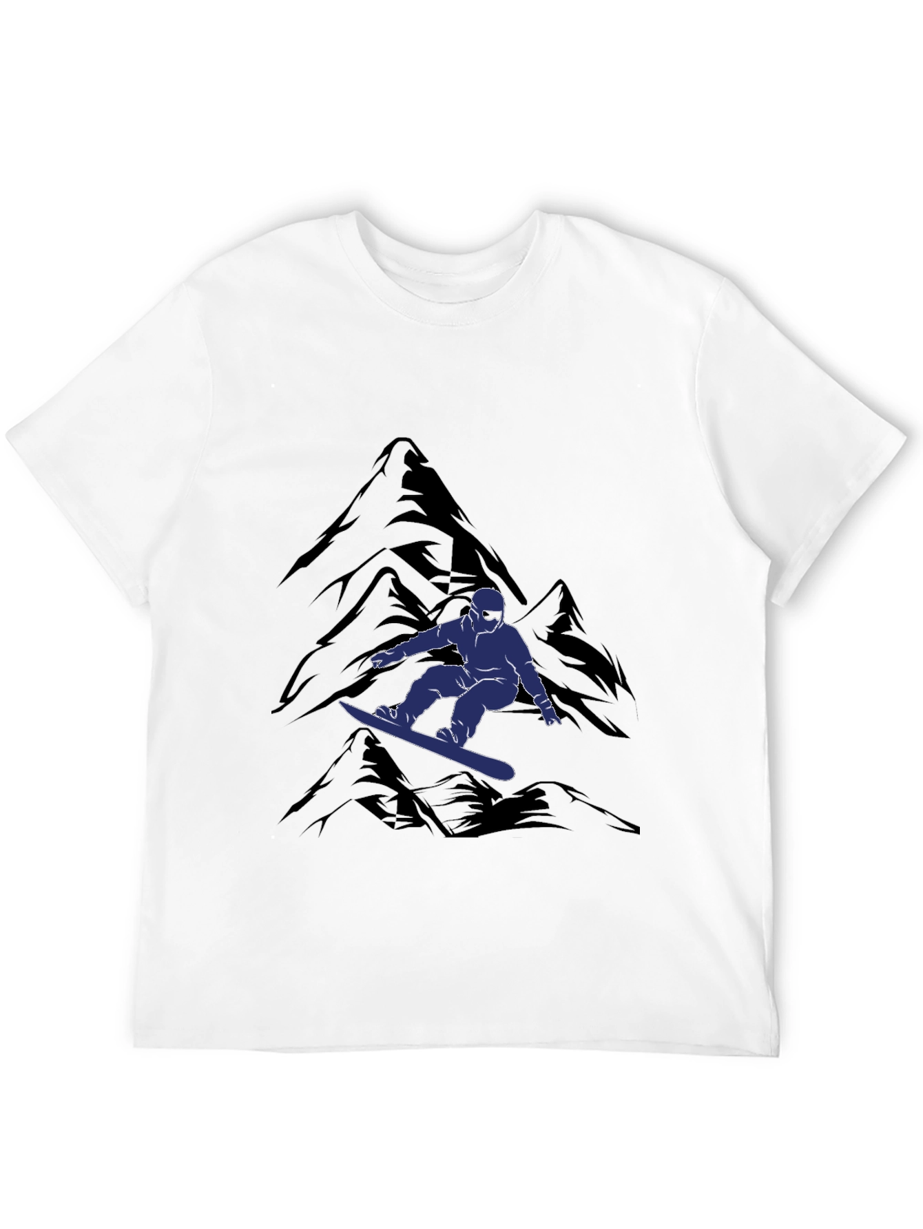 Snowboarder Mountain Graphic Tee - Black Casual Shirt