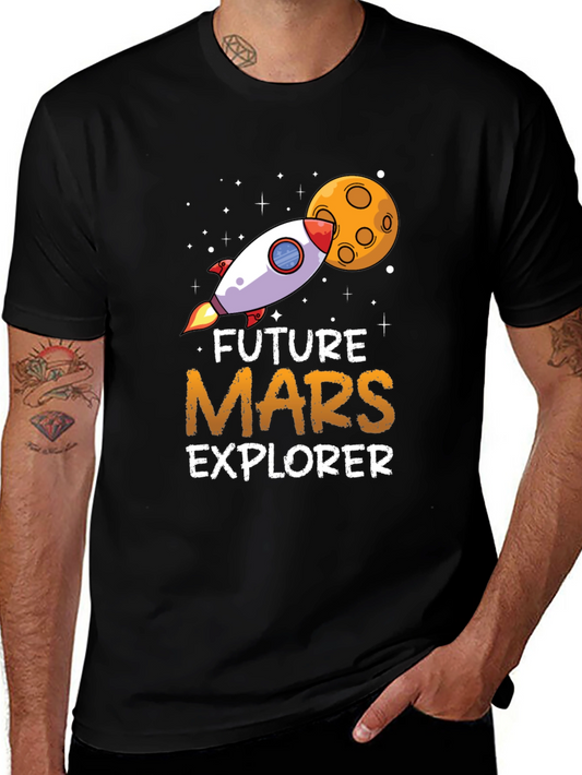 Future Mars Explorer T-Shirt - Space Rocket Graphic Tee