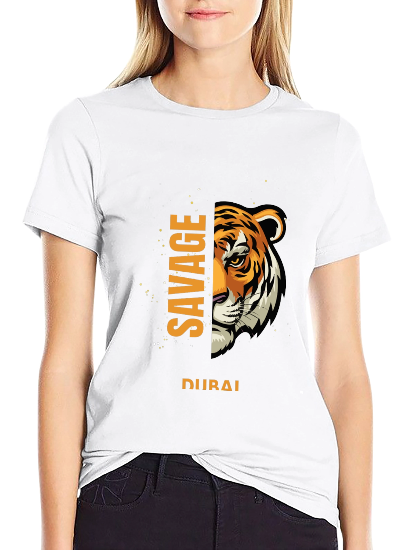 Savage Dubai Tiger Graphic Tee - Black