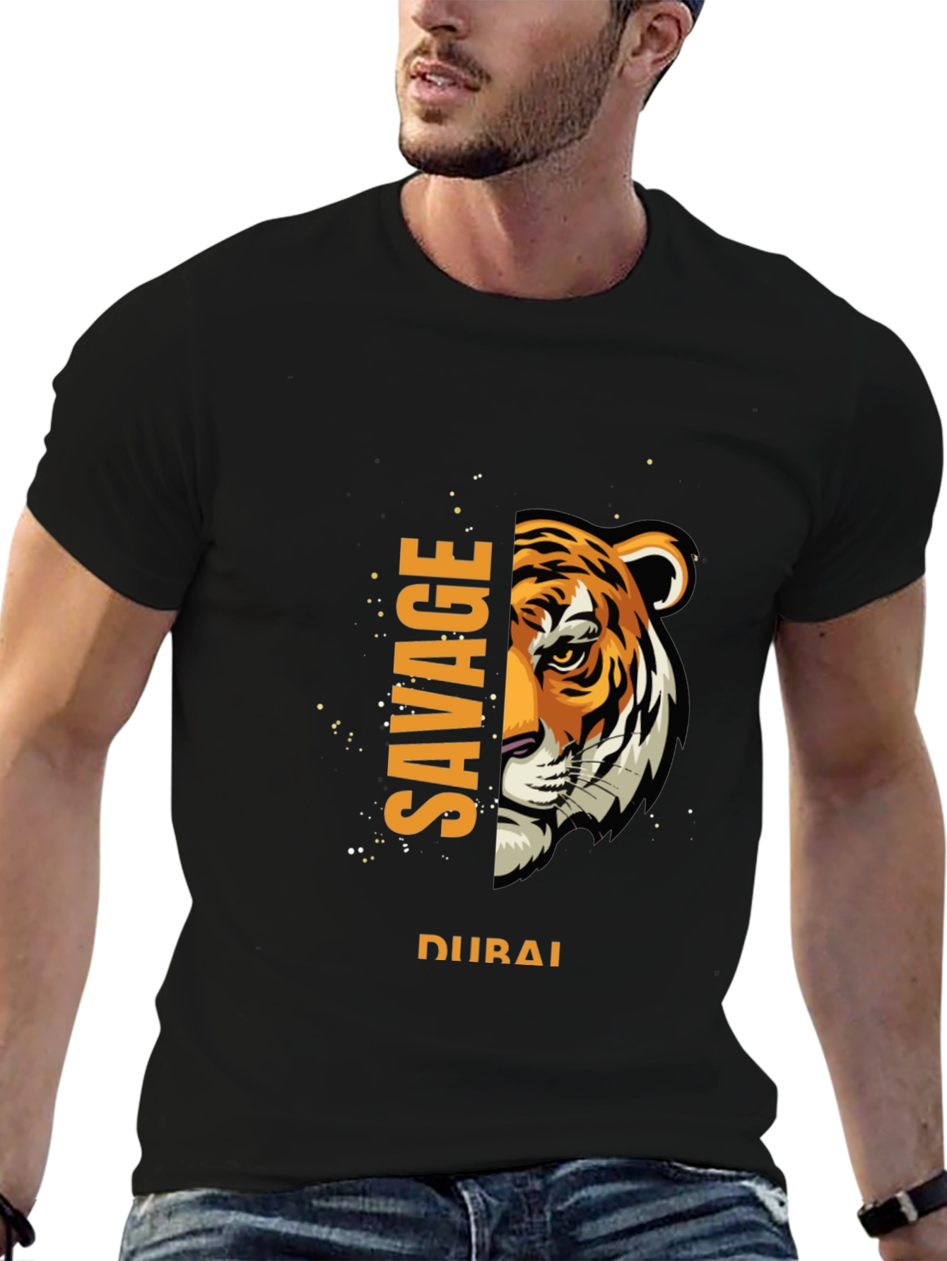Savage Dubai Tiger Graphic Tee - Black