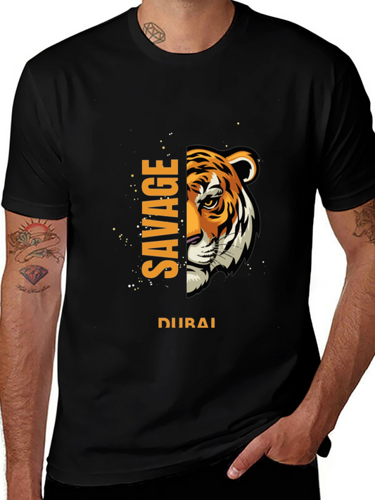 Savage Dubai Tiger Graphic Tee - Black