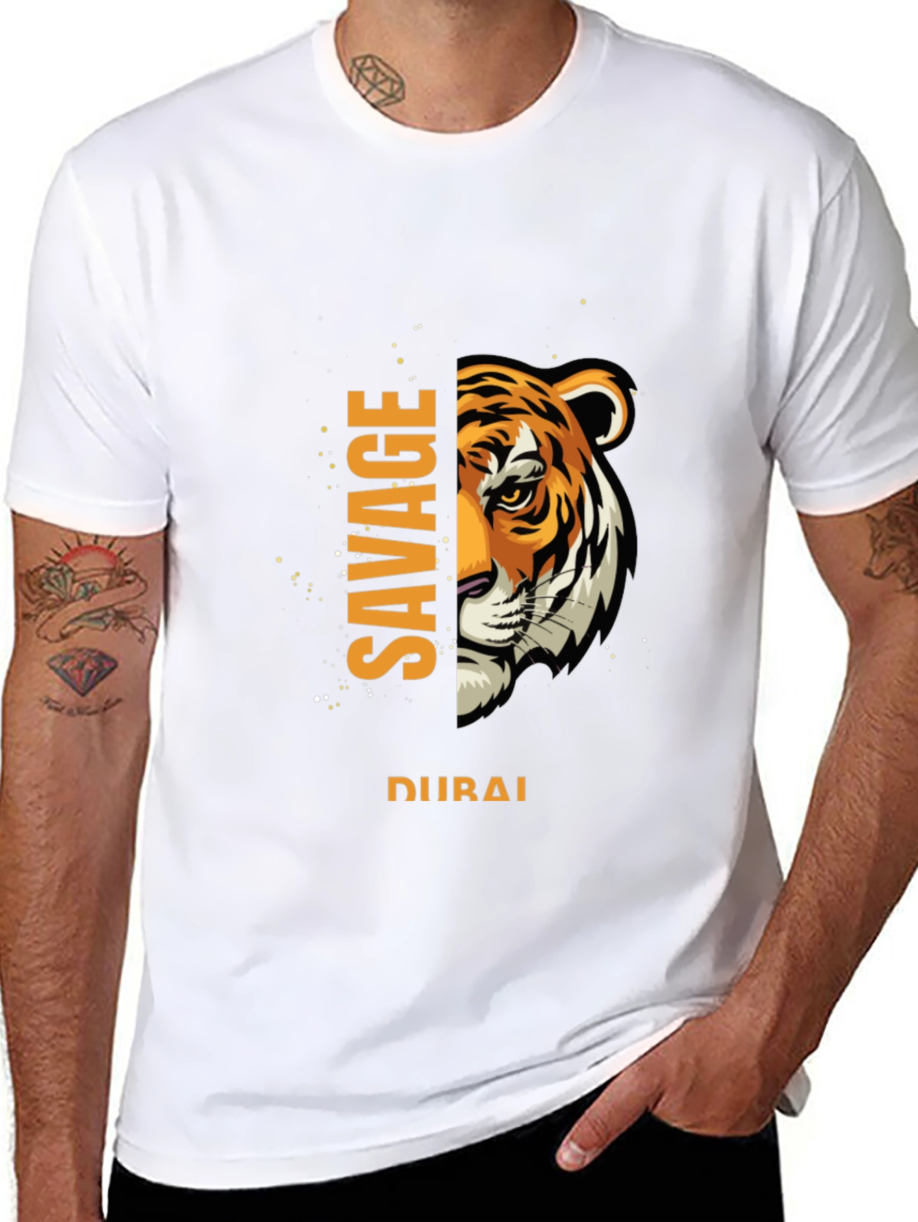 Savage Dubai Tiger Graphic Tee - Black