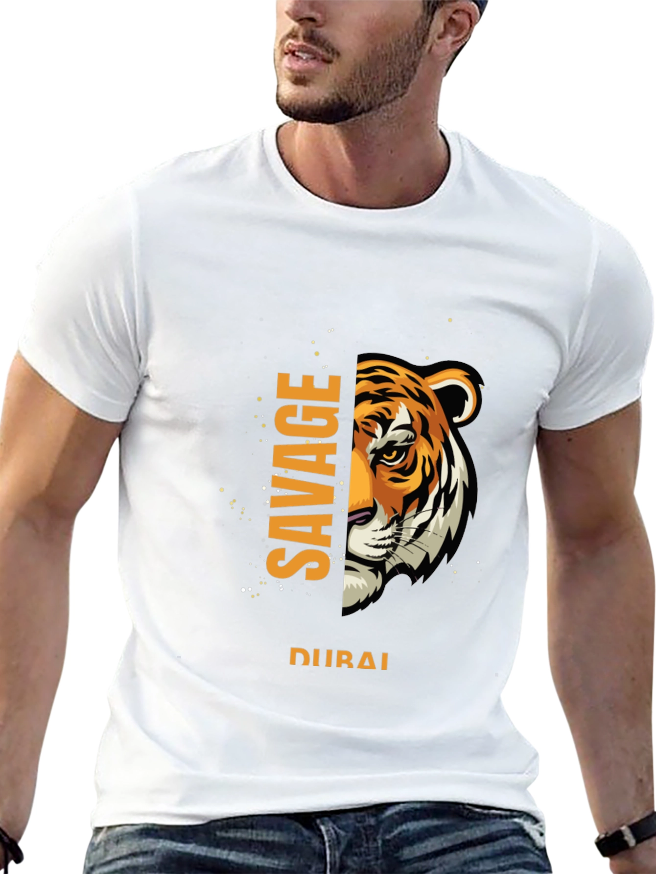 Savage Dubai Tiger Graphic Tee - Black