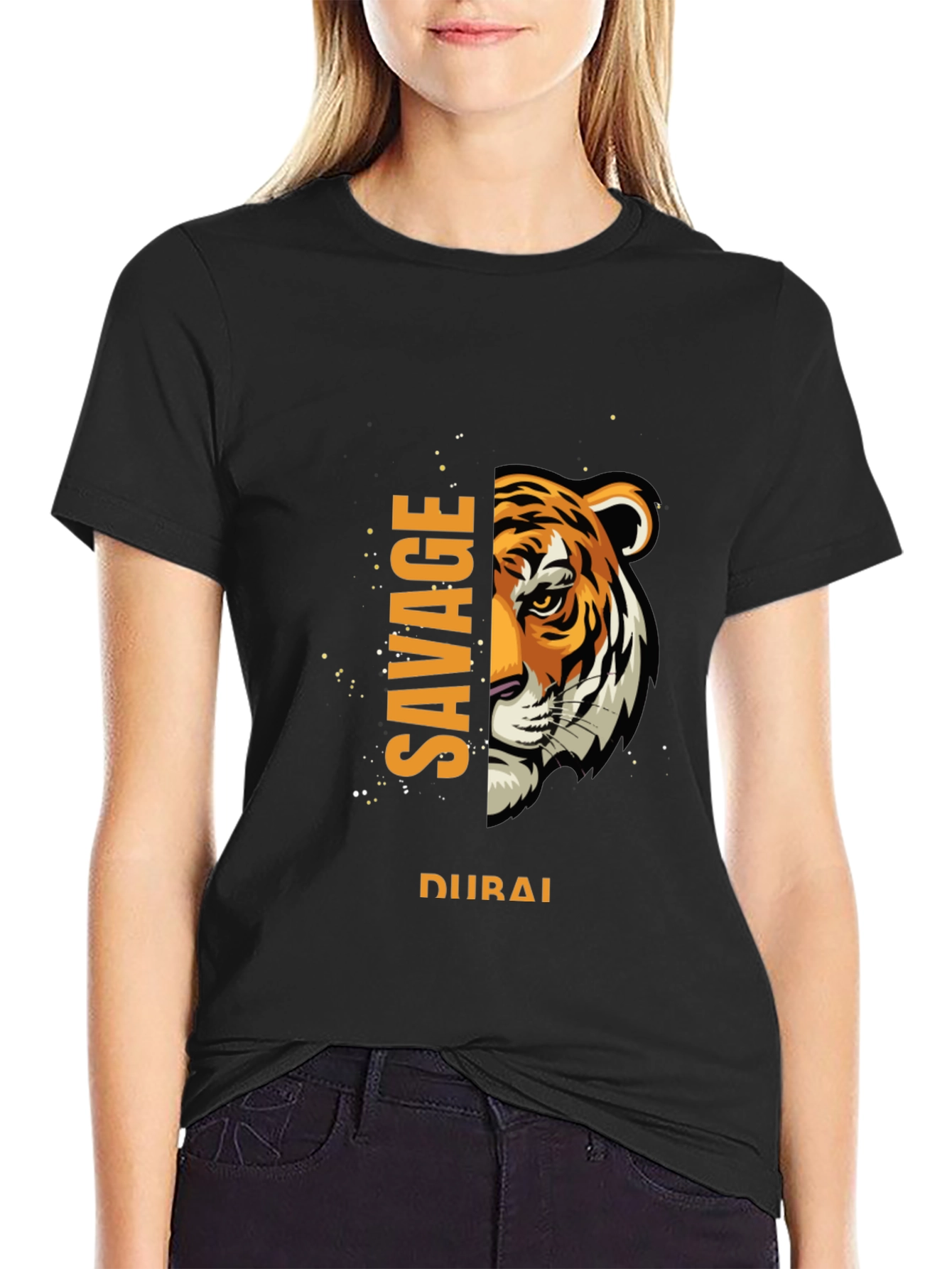 Savage Dubai Tiger Graphic Tee - Black