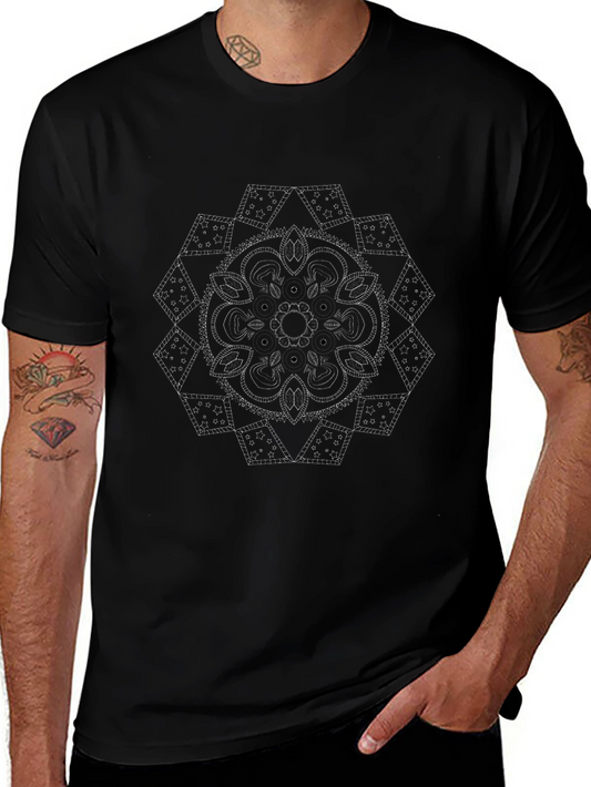 Abstract Geometric Mandala Graphic Print Mens T-Shirt