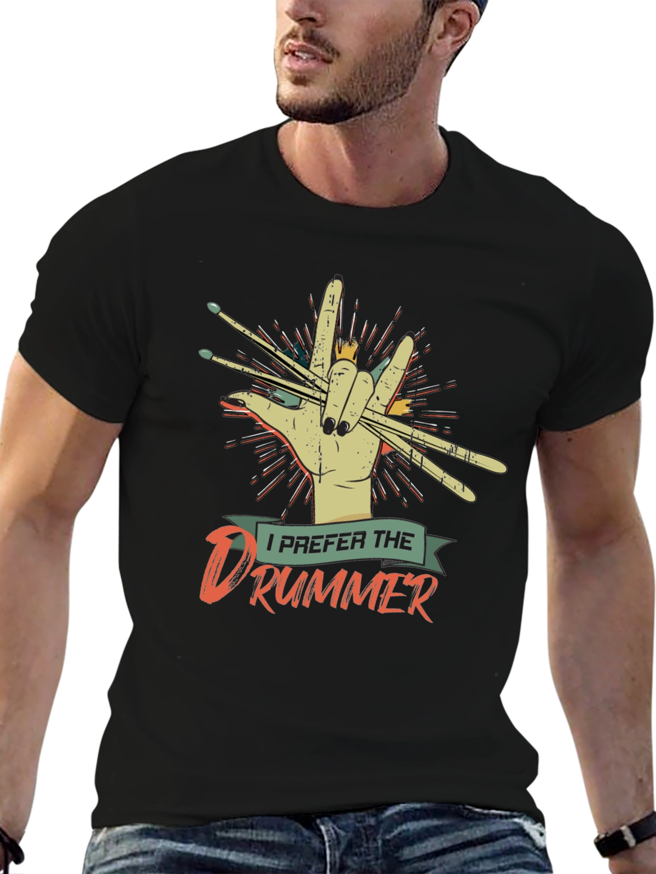 Drummer T-Shirt - Rock On Design
