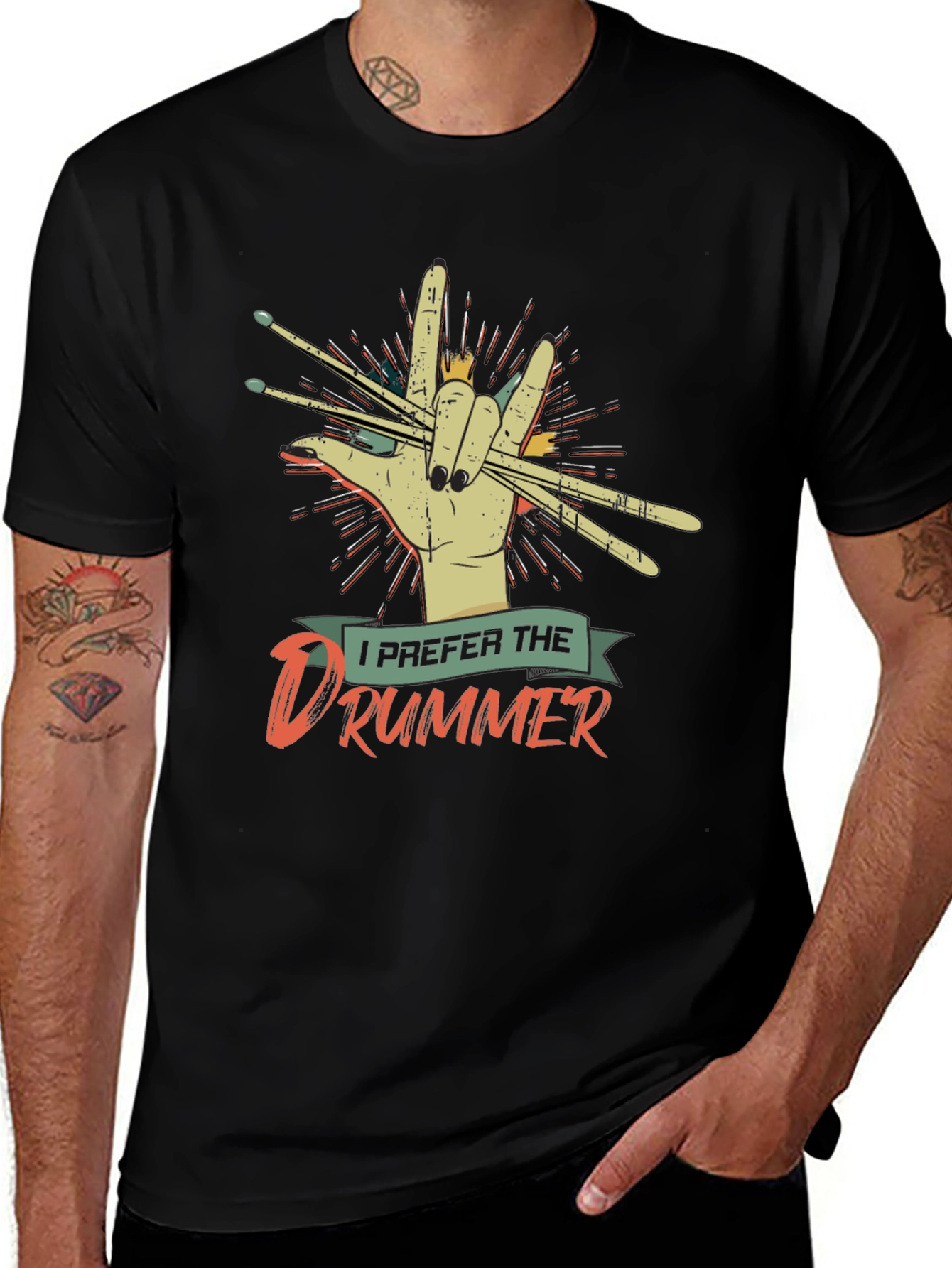 Drummer T-Shirt - Rock On Design