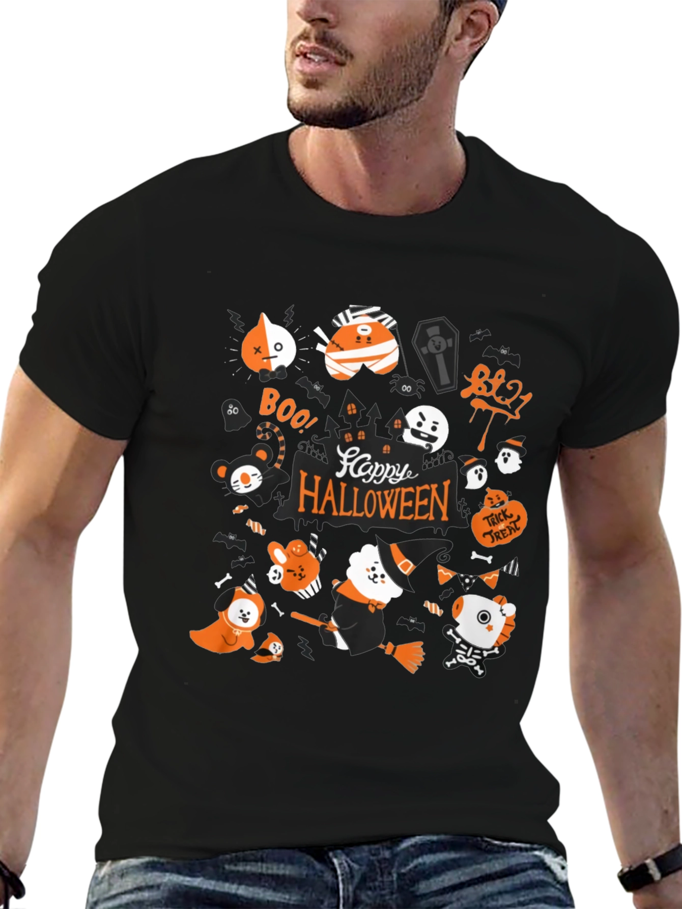 Halloween BT21 Graphic Tee - Spooky Cute!