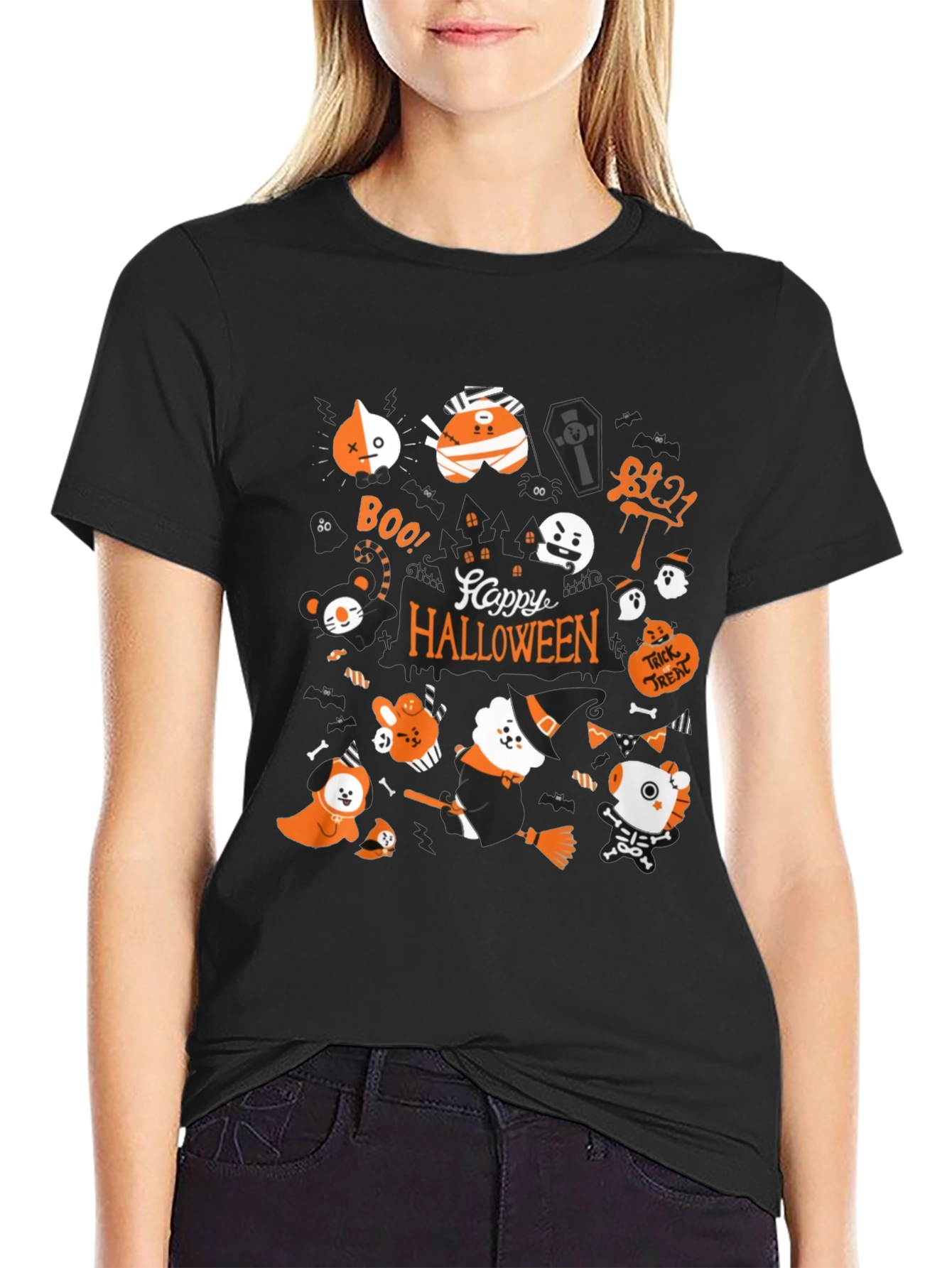 Halloween BT21 Graphic Tee - Spooky Cute!