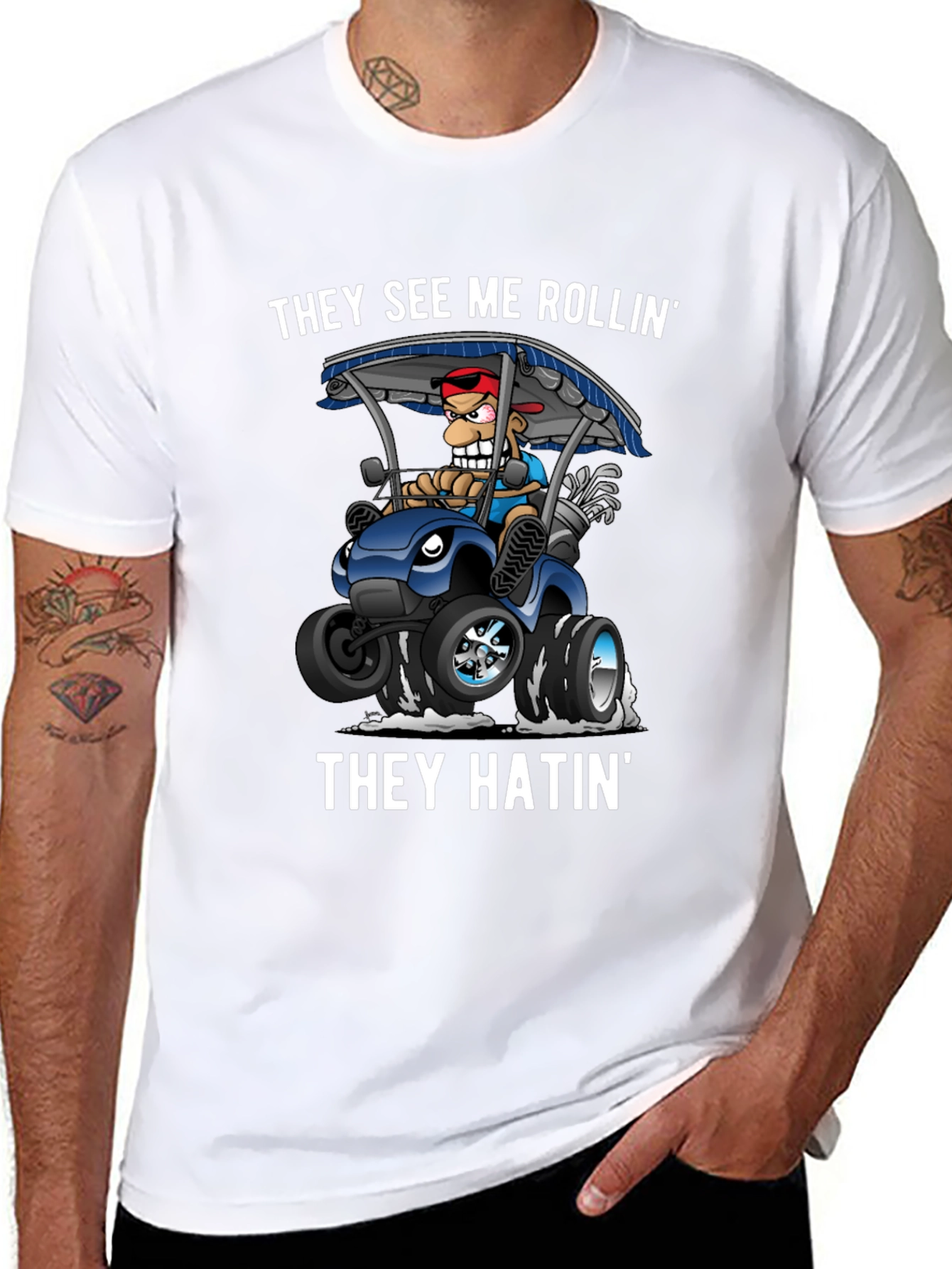 They See Me Rollin T-Shirt: Golf Cart Novelty Tee