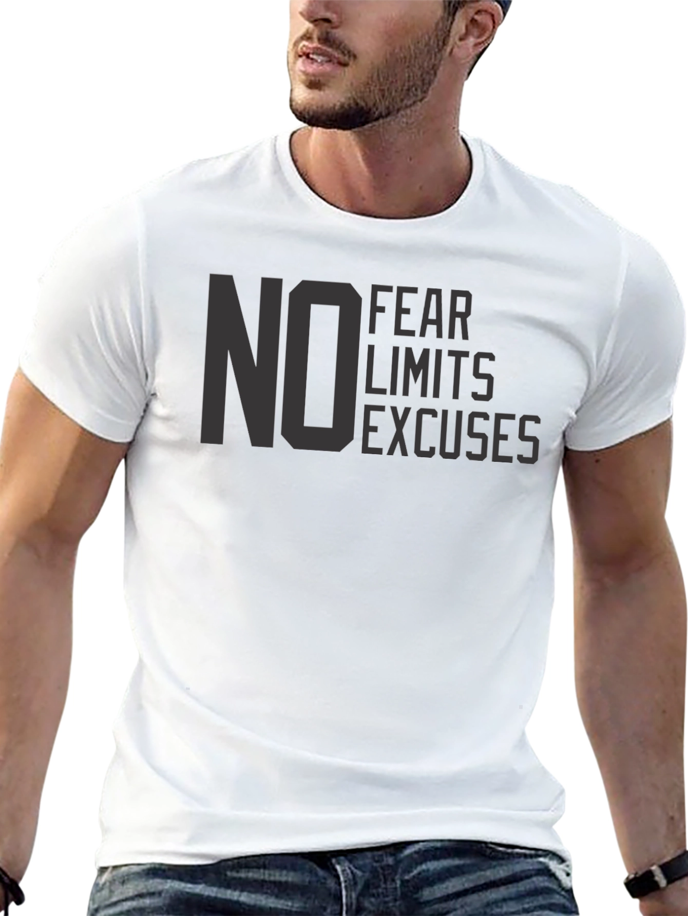 No Fear Black T-Shirt - Motivational Graphic Tee