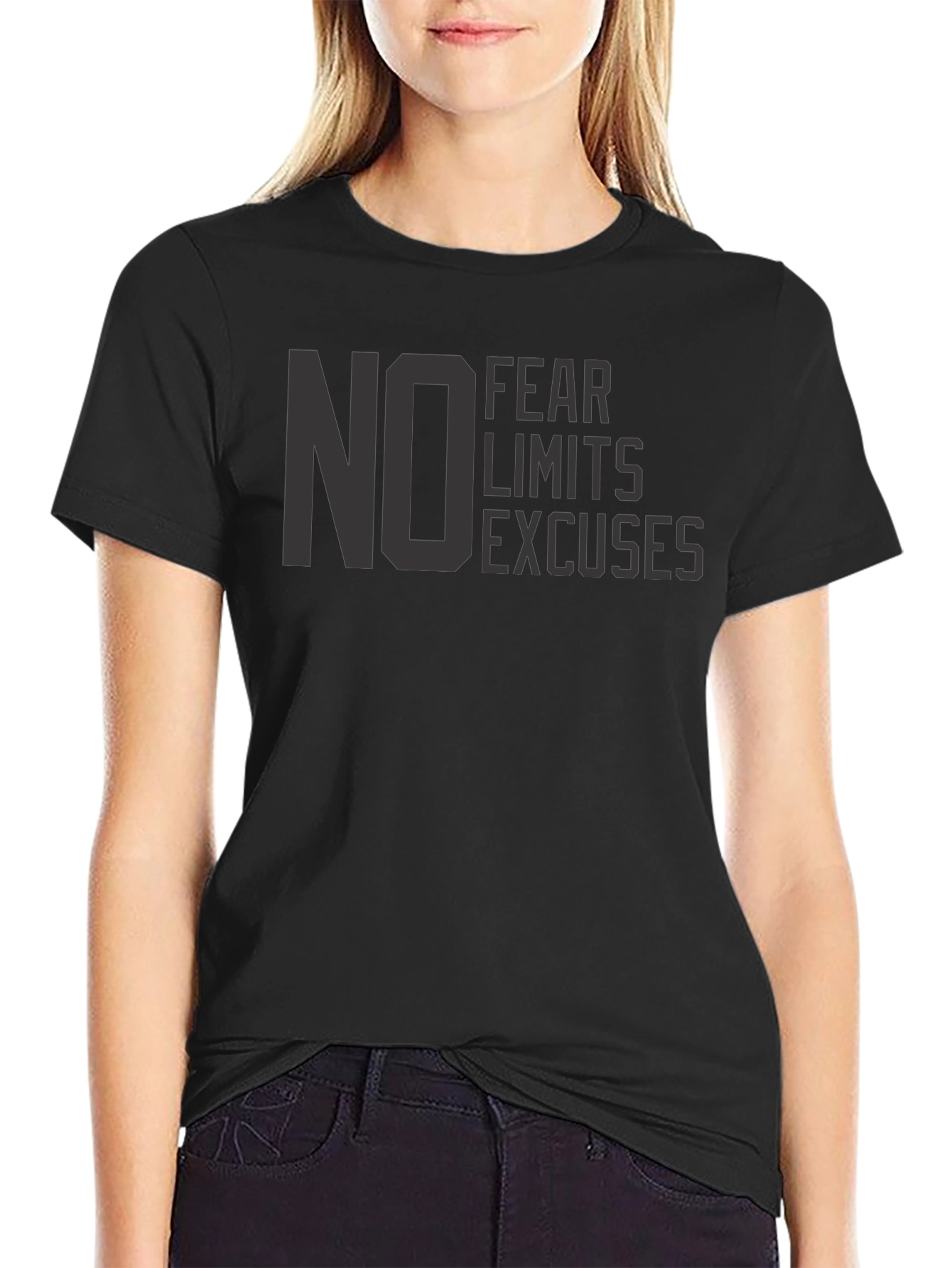 No Fear Black T-Shirt - Motivational Graphic Tee