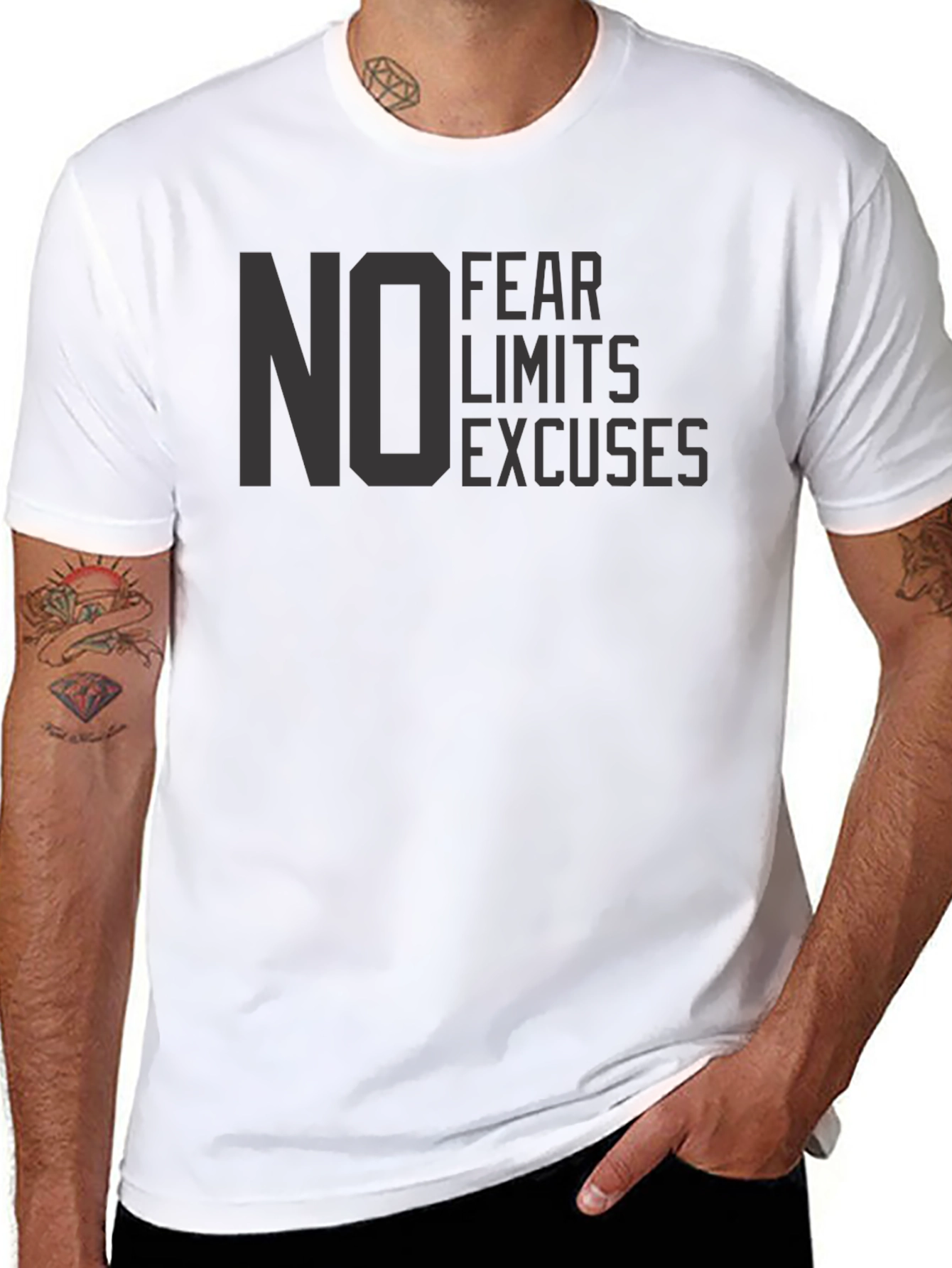No Fear Black T-Shirt - Motivational Graphic Tee