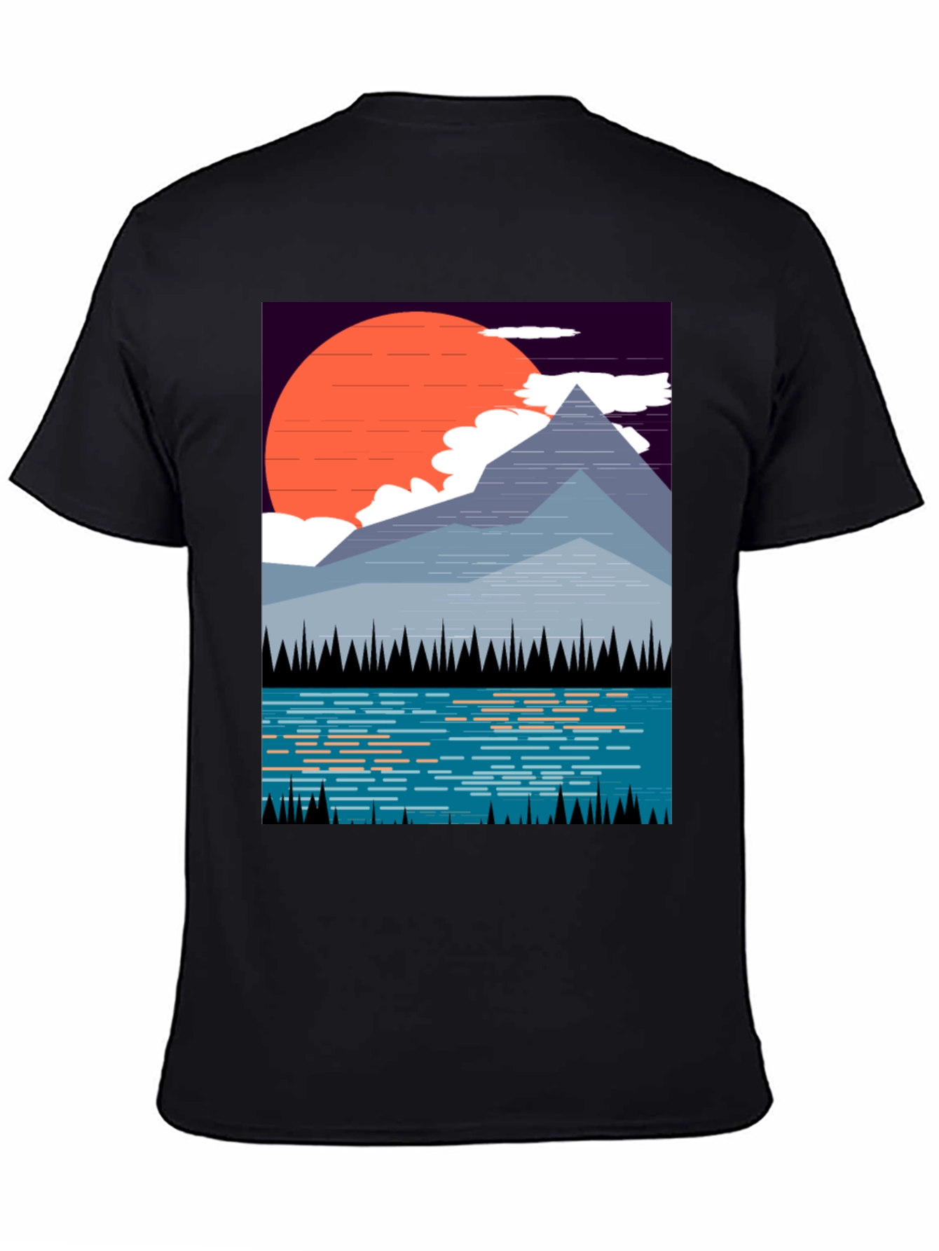 Mountain Sunset Graphic Tee - Nature Inspired Black T-Shirt