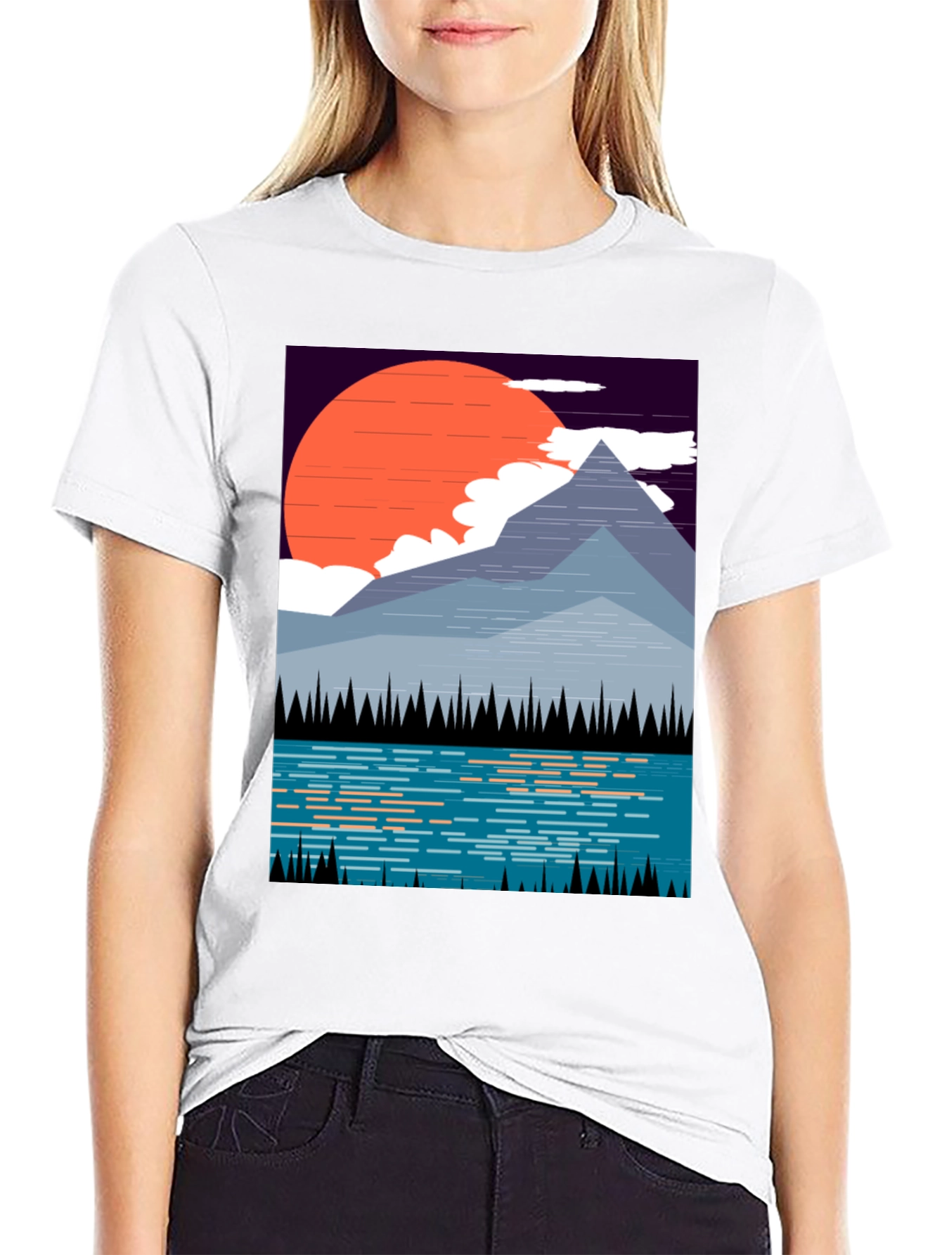 Mountain Sunset Graphic Tee - Nature Inspired Black T-Shirt