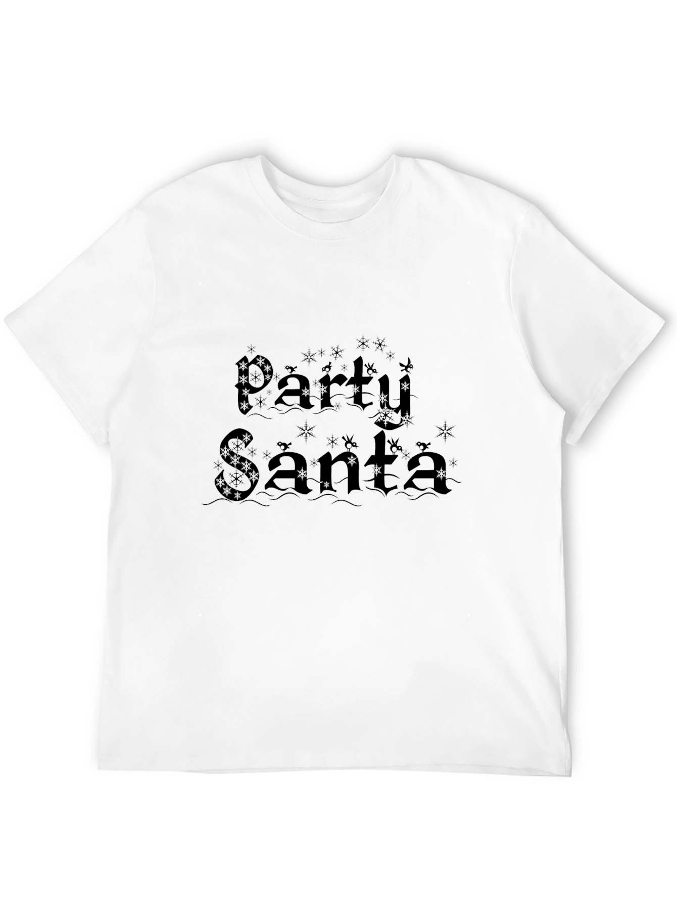 Party Santa Graphic Print Black T-Shirt