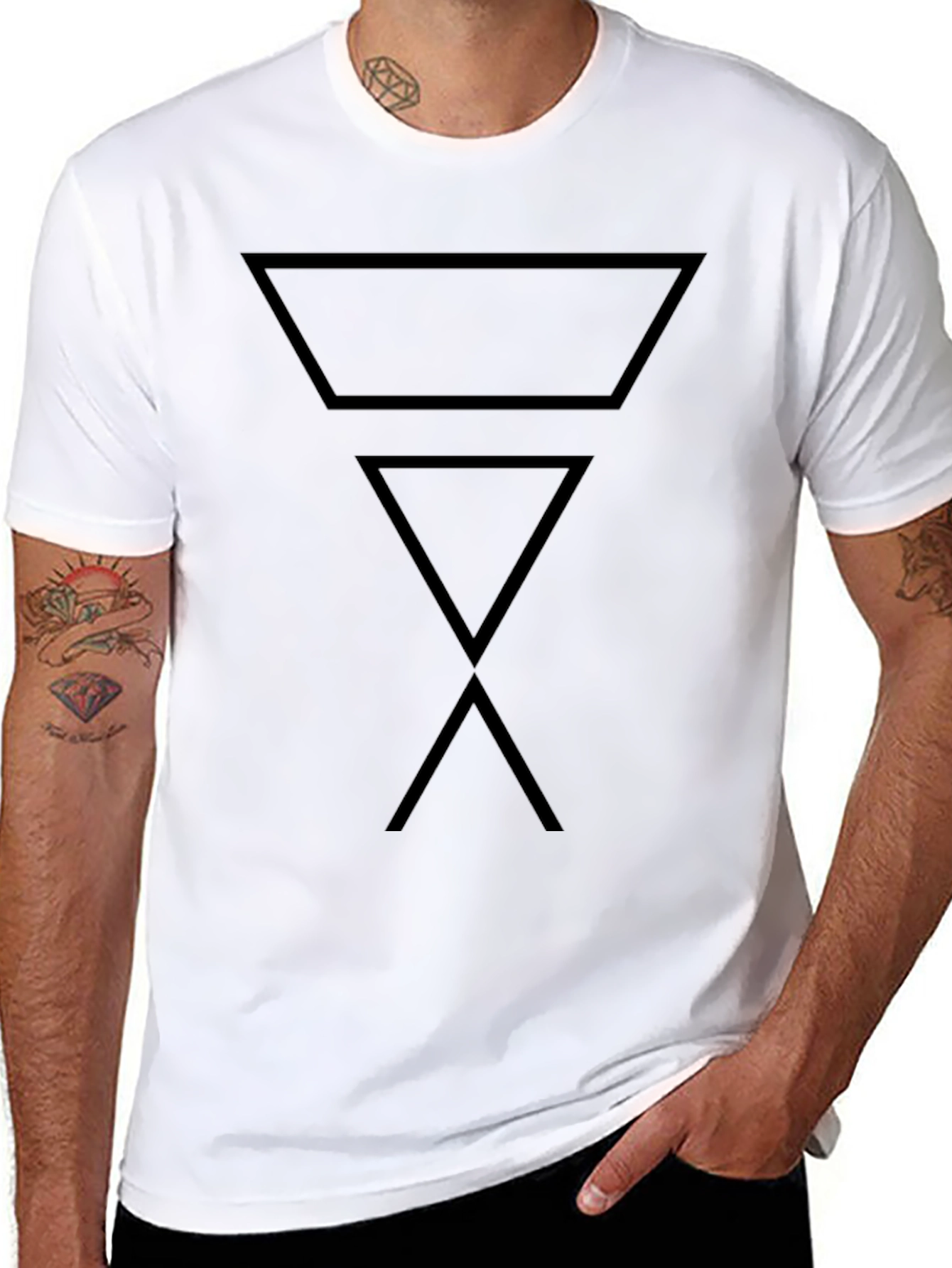 Geometric Design Black Tee