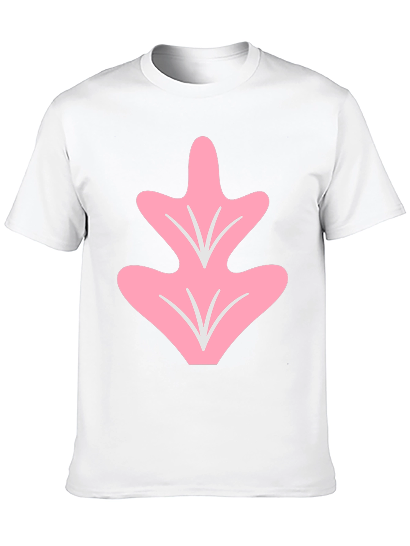 Pink Leaf Graphic Tee - Casual Black T-Shirt