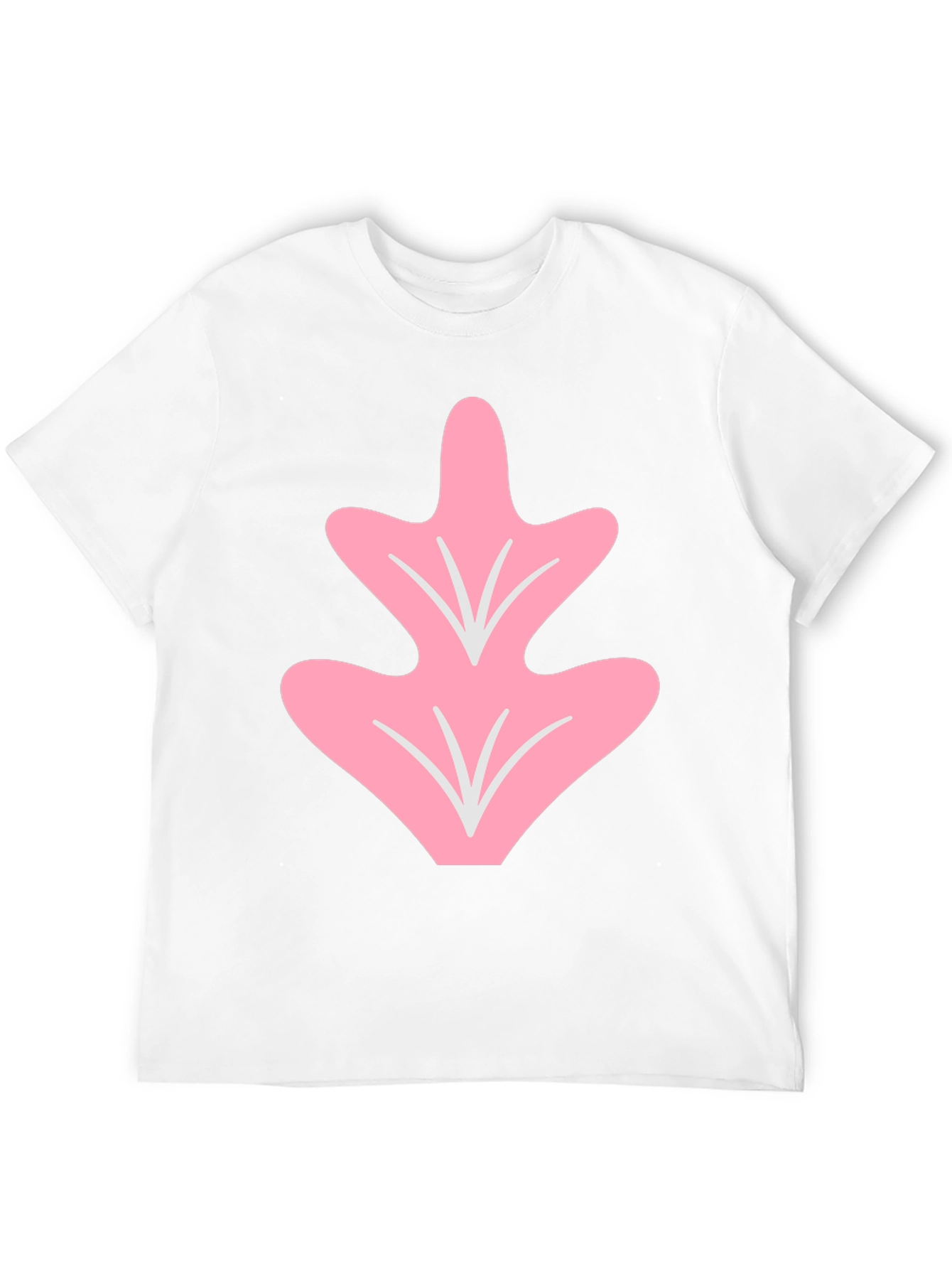 Pink Leaf Graphic Tee - Casual Black T-Shirt