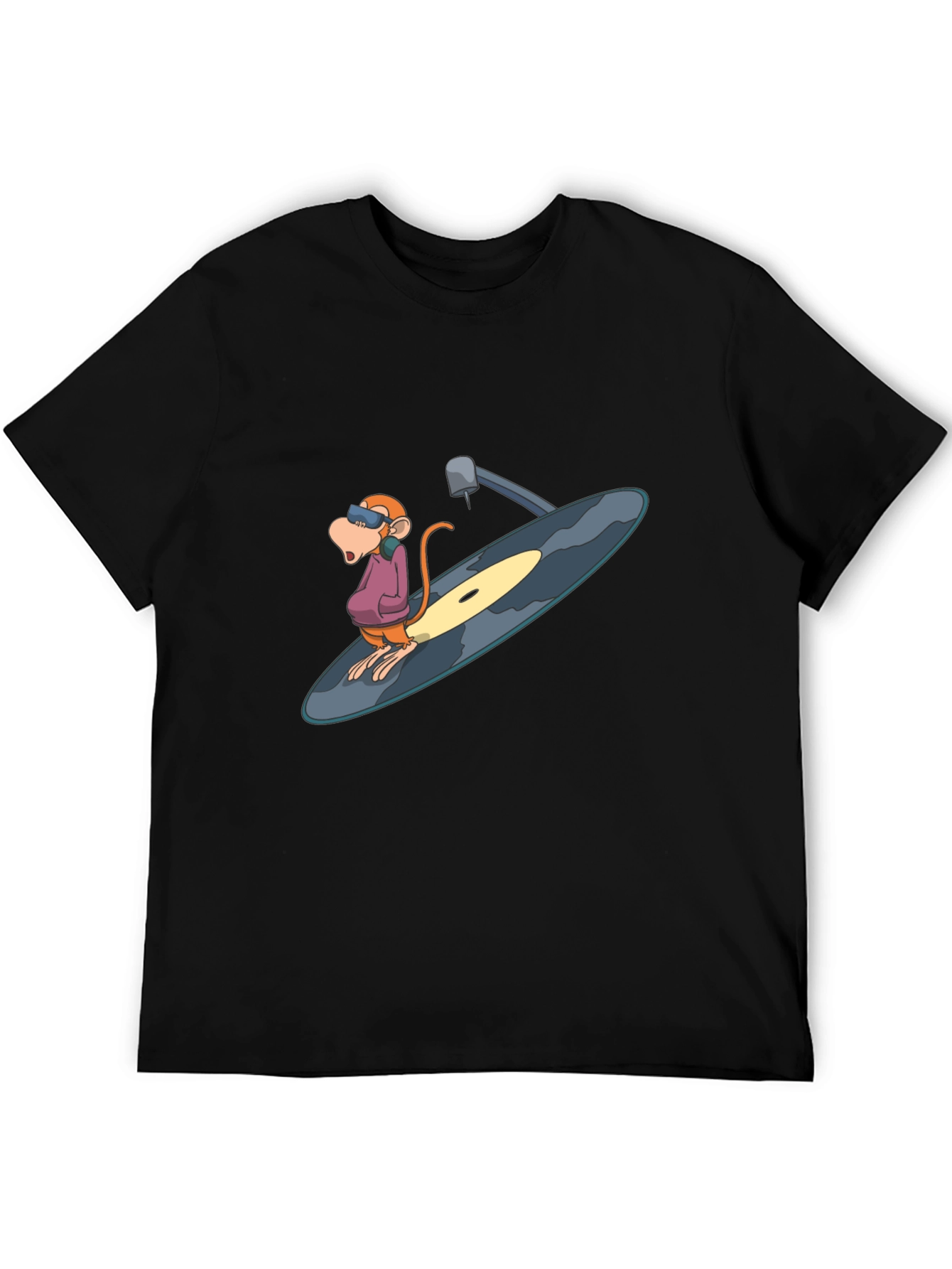 Funky Monkey DJ Graphic Tee - Black Cotton Blend