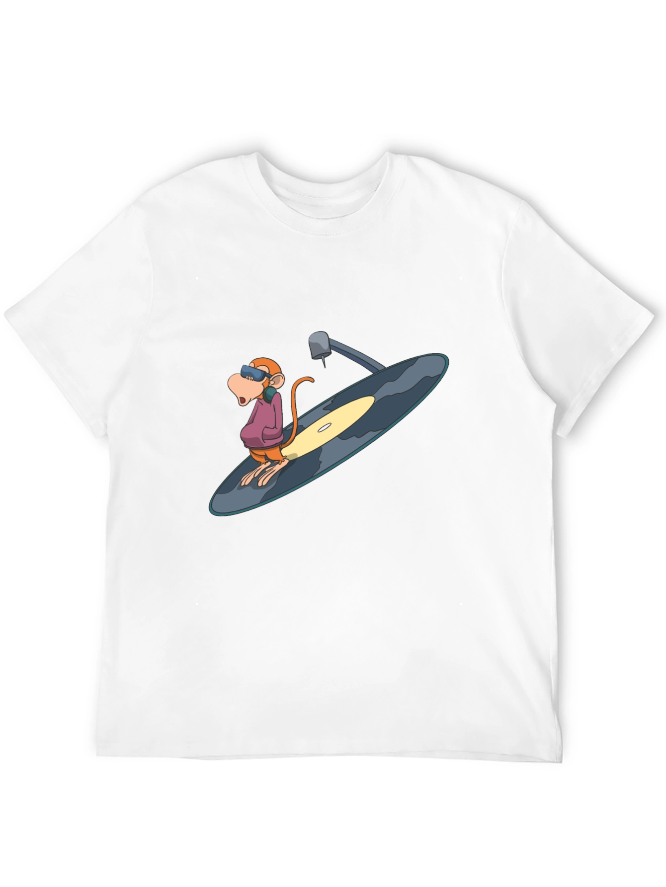 Funky Monkey DJ Graphic Tee - Black Cotton Blend