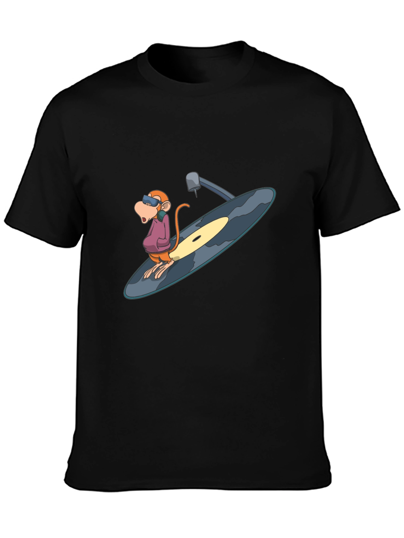 Funky Monkey DJ Graphic Tee - Black Cotton Blend